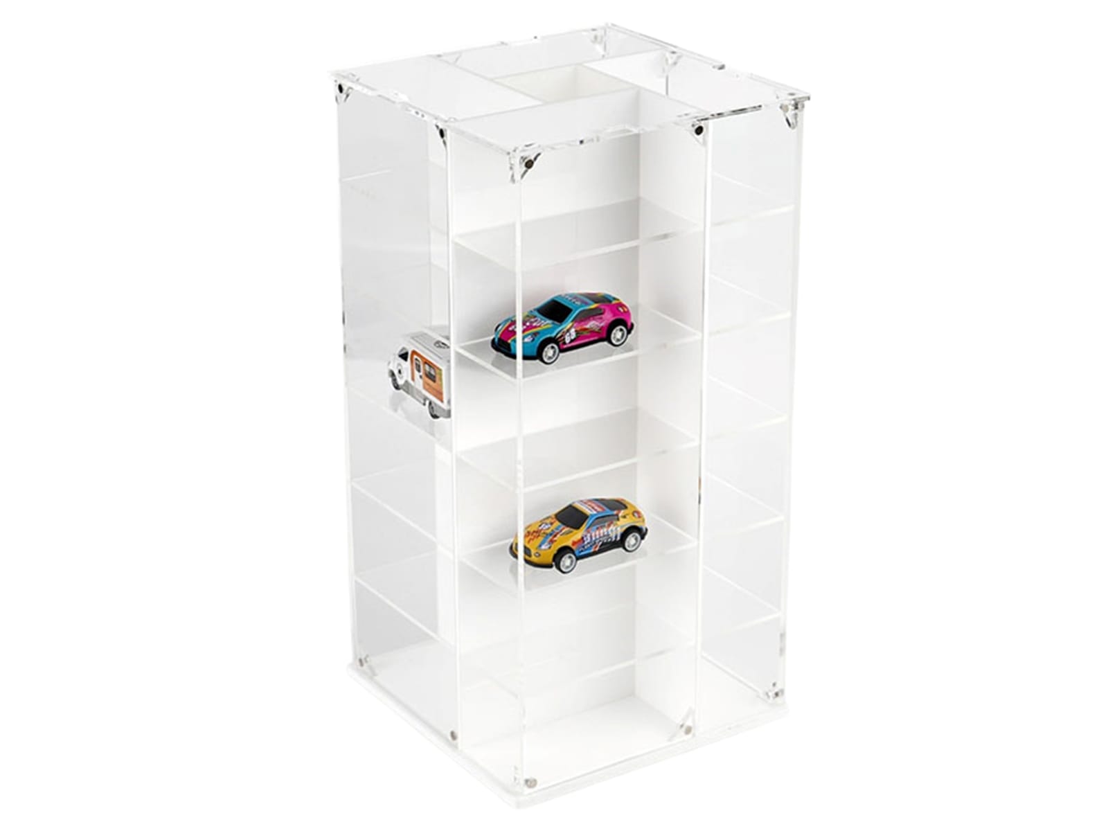 Acrylitower Showcase 24 Car Display Desktop Spinner with Cover White "Mijo Exclusives" for 1/64 Scale Models - Image 3