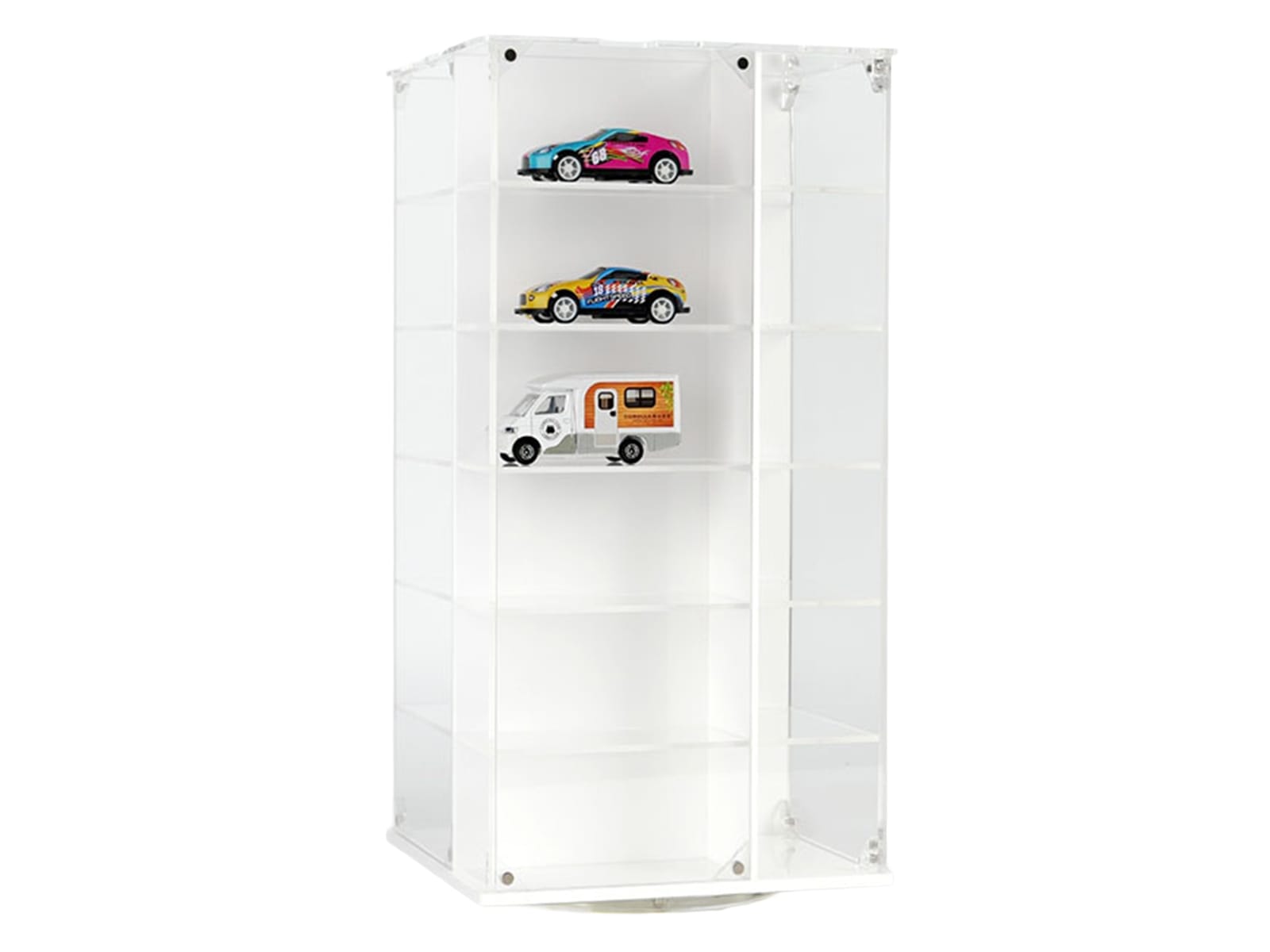 Acrylitower Showcase 24 Car Display Desktop Spinner with Cover White "Mijo Exclusives" for 1/64 Scale Models - Image 4