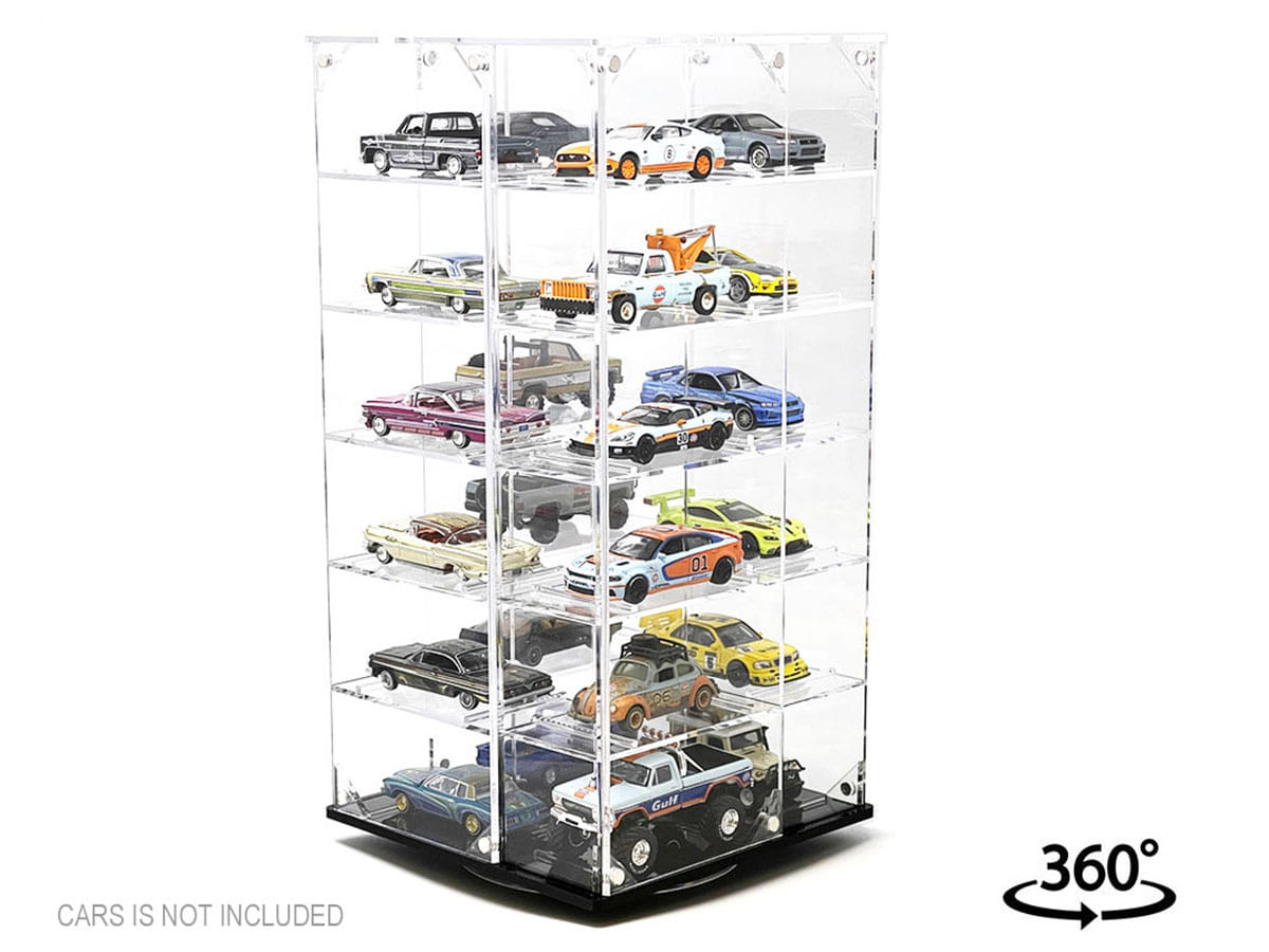 Acrylitower Showcase 24 Car Display Desktop Spinner with Cover Clear "Mijo Exclusives" for 1/64 Scale Models - Image 3