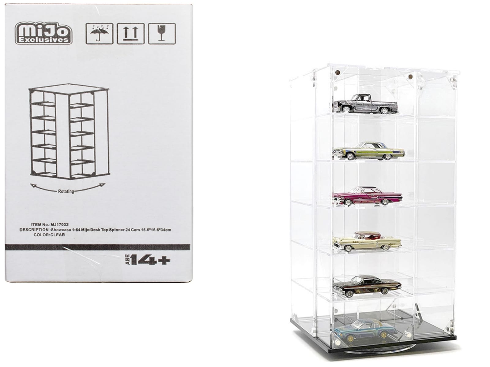 Acrylitower Showcase 24 Car Display Desktop Spinner with Cover Clear "Mijo Exclusives" for 1/64 Scale Models - Image 4
