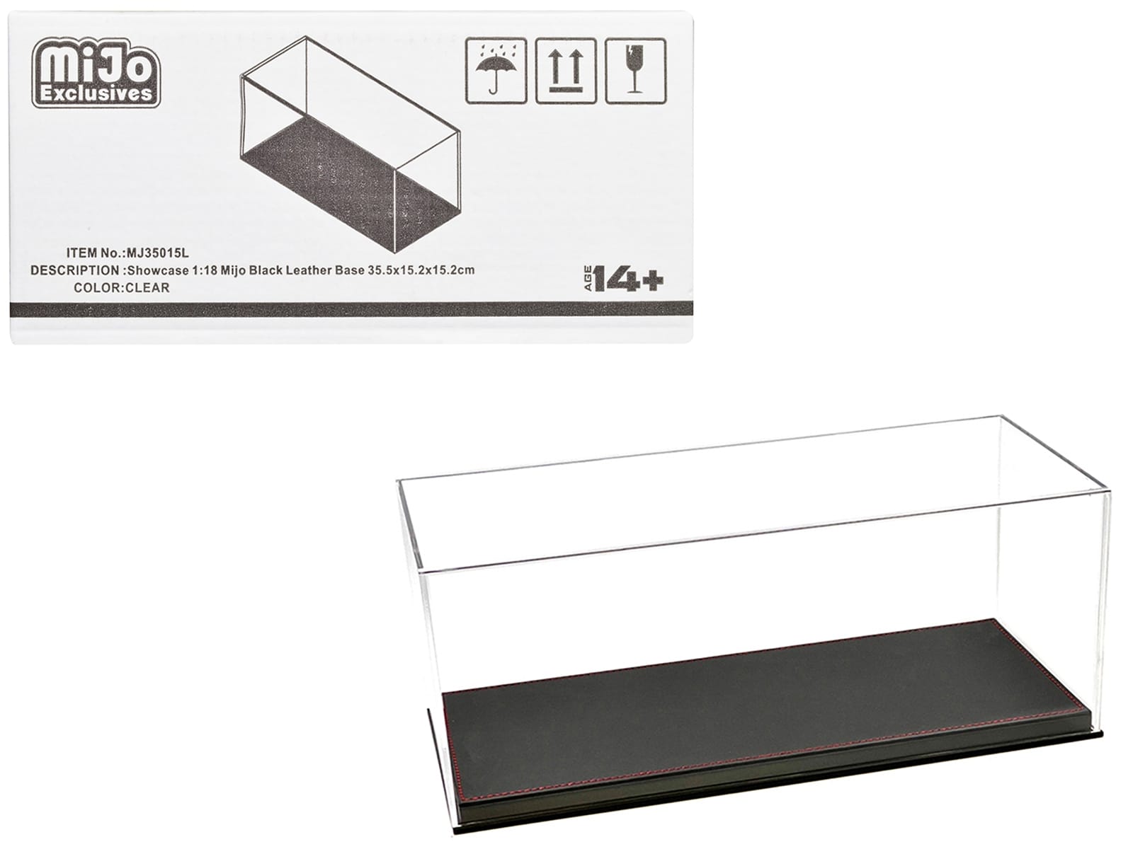 Showcase Acrylic Display Case with Black Synthetic Leather Base "Mijo Exclusives" for 1/18 Scale Models - Image 3