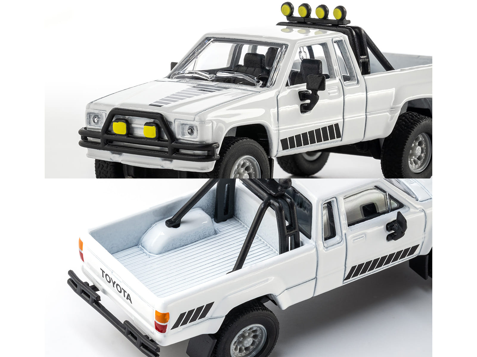1985 Toyota Hilux SR5 Pickup Truck White with Black Graphics "Collection" Series 1/64 Diecast Model Car by Majorette - Image 2