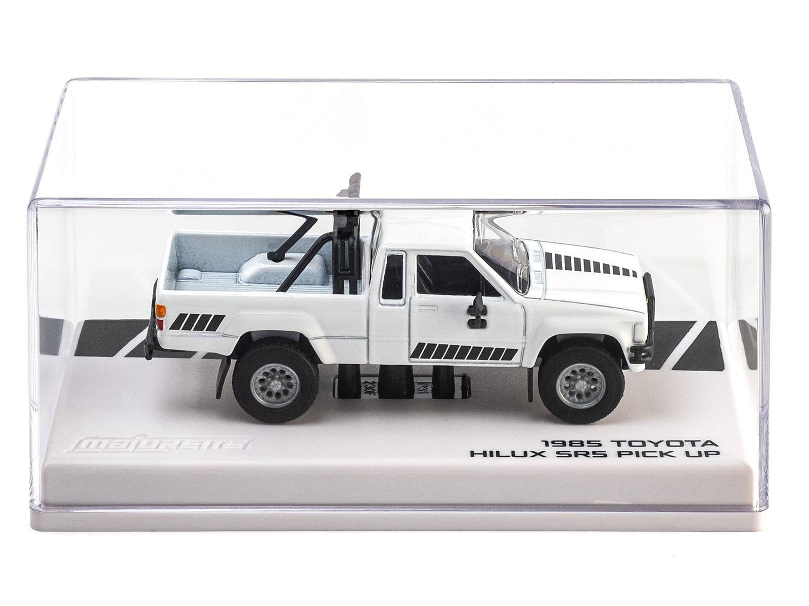 1985 Toyota Hilux SR5 Pickup Truck White with Black Graphics "Collection" Series 1/64 Diecast Model Car by Majorette - Image 4