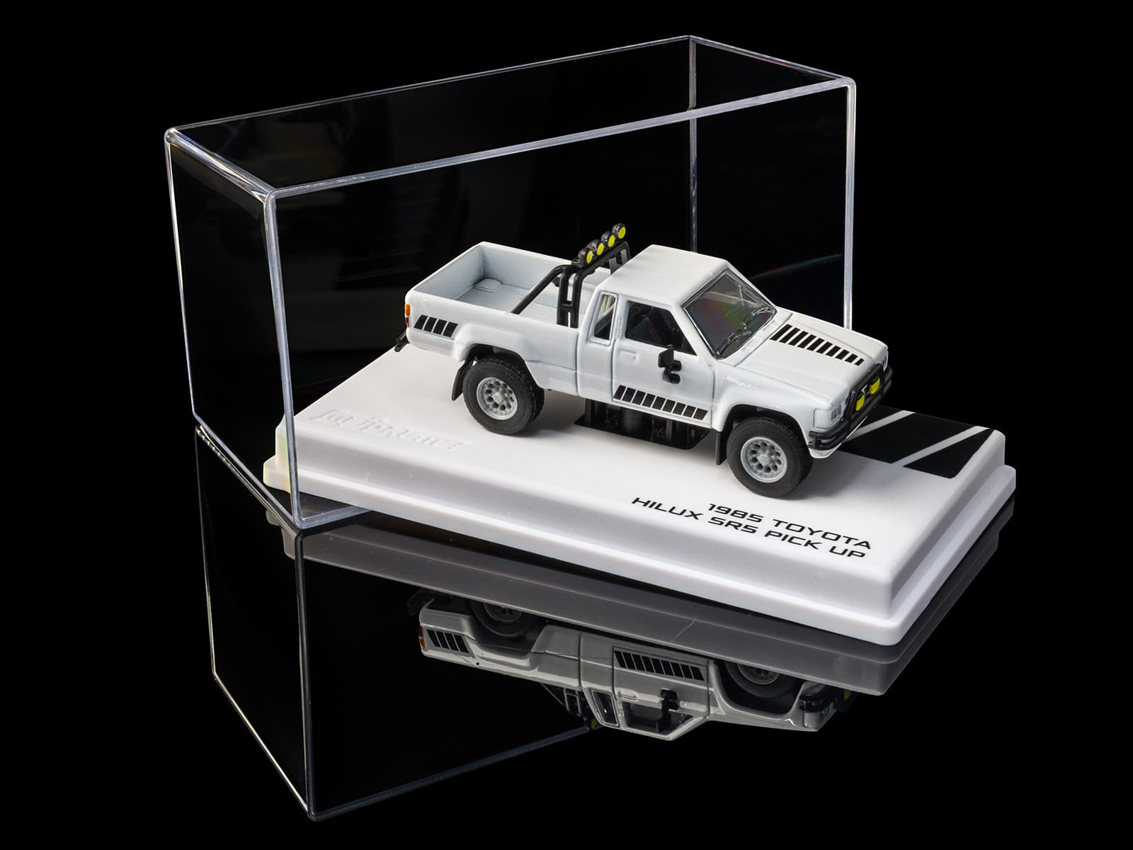 1985 Toyota Hilux SR5 Pickup Truck White with Black Graphics "Collection" Series 1/64 Diecast Model Car by Majorette - Image 5