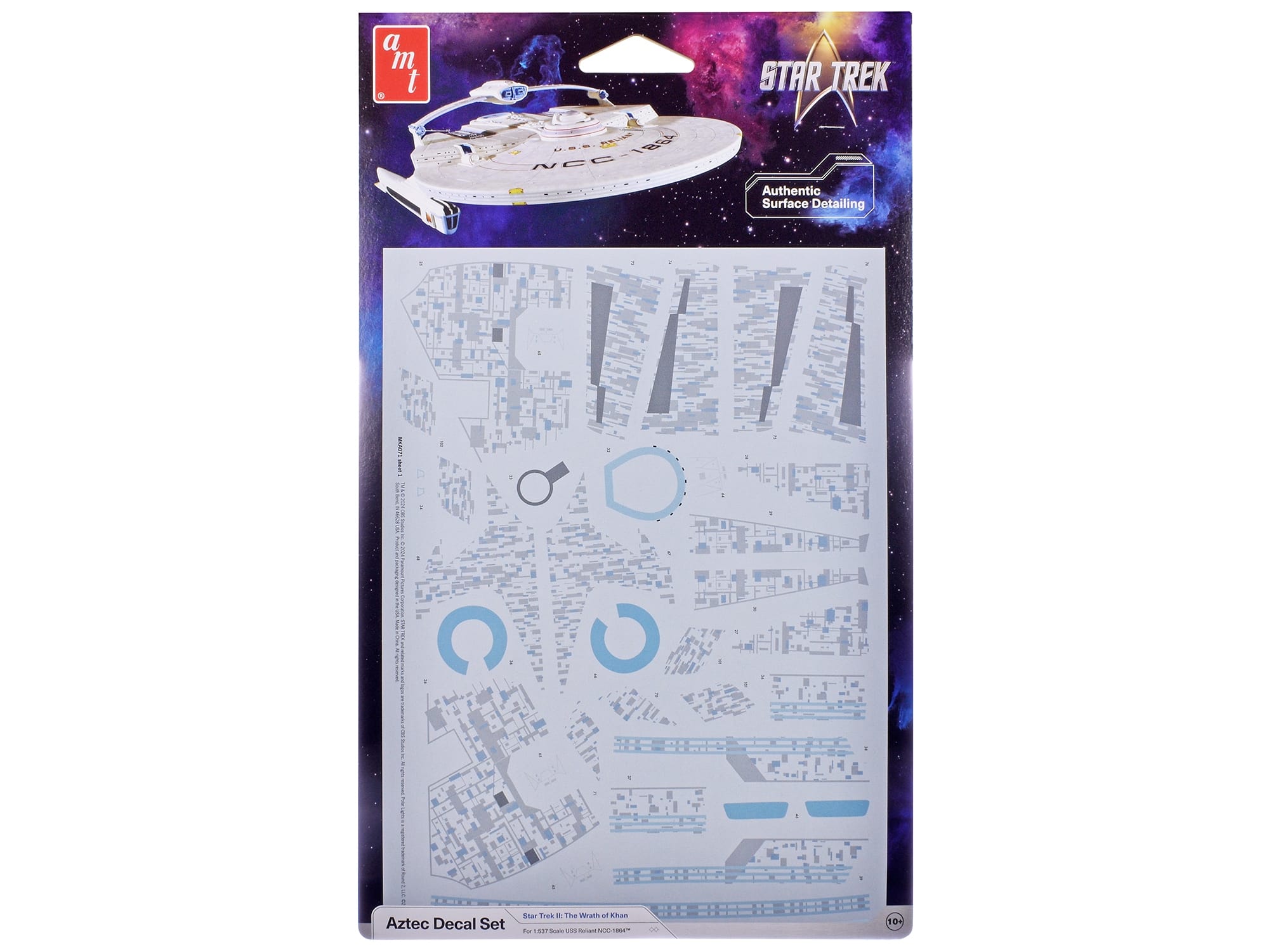 U.S.S. Reliant NCC-1864 Aztec Decal Set "Star Trek II: The Wrath of Khan" (1982) Movie 1/537 Scale Model by AMT - Image 2