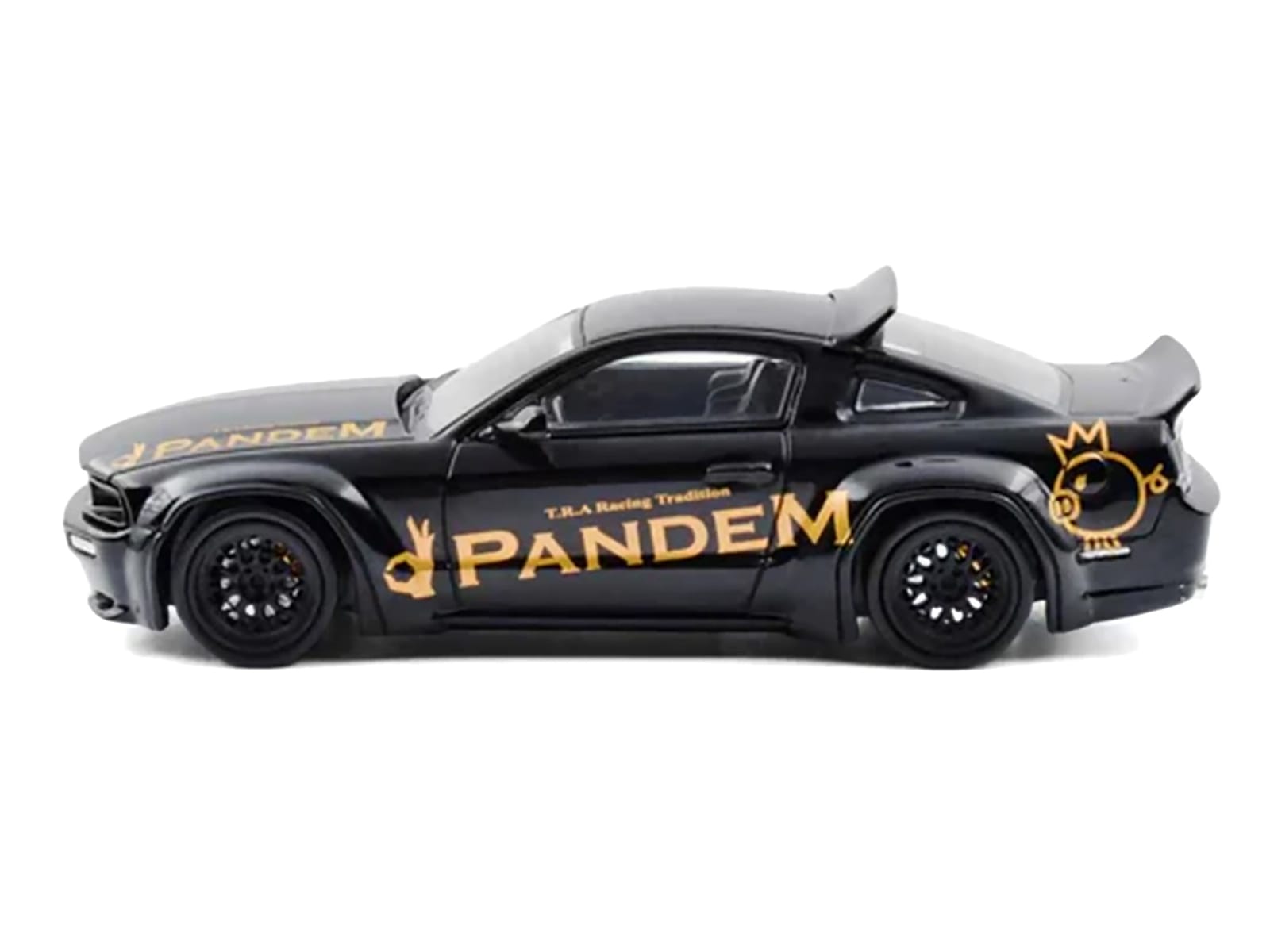 Pandem Mustang Black with Gold Graphics 1/64 Diecast Model Car by Model Model - Image 2
