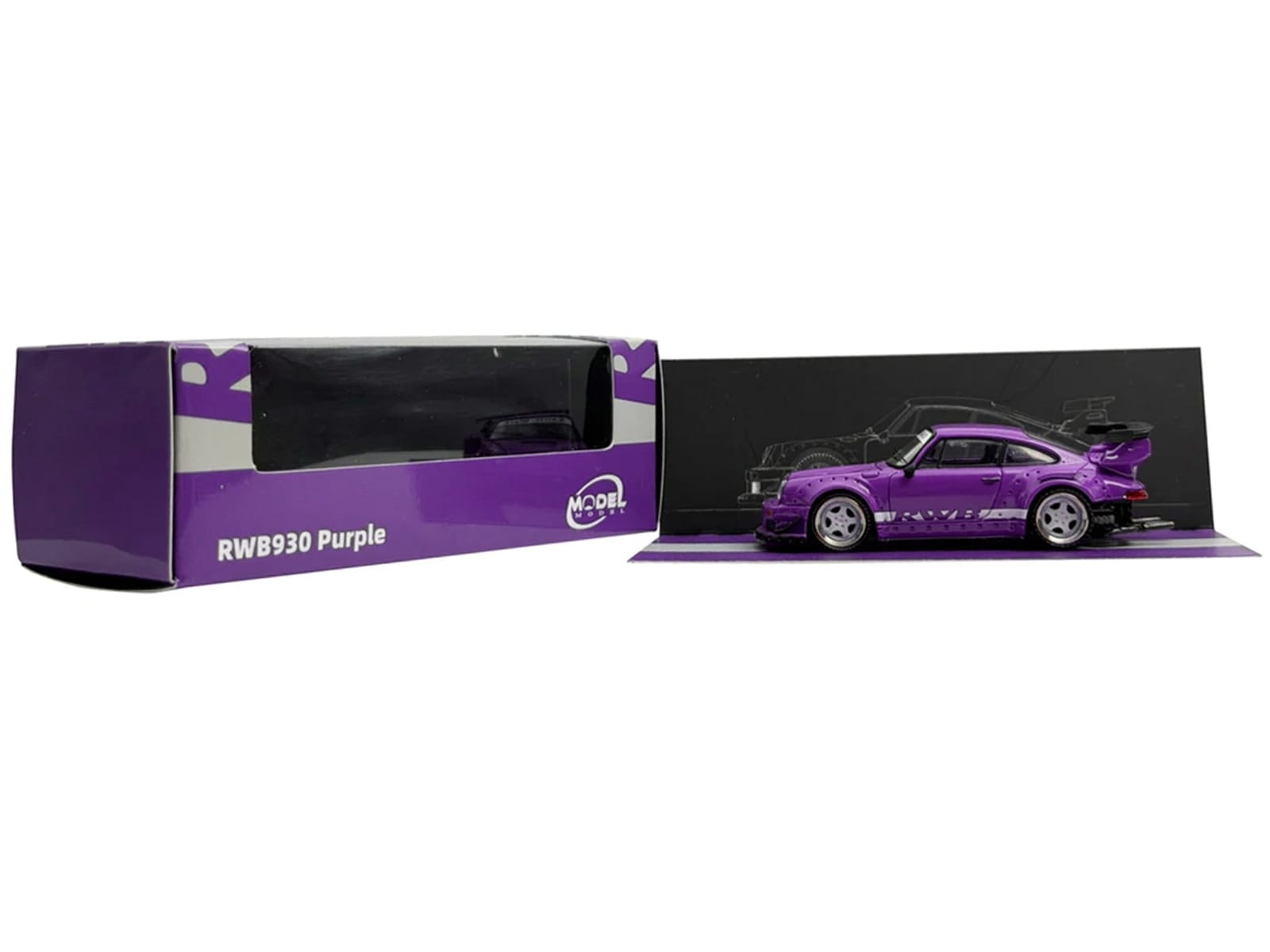 RWB 930 Purple with White Stripes 1/64 Diecast Model Car by Model Model - Image 5