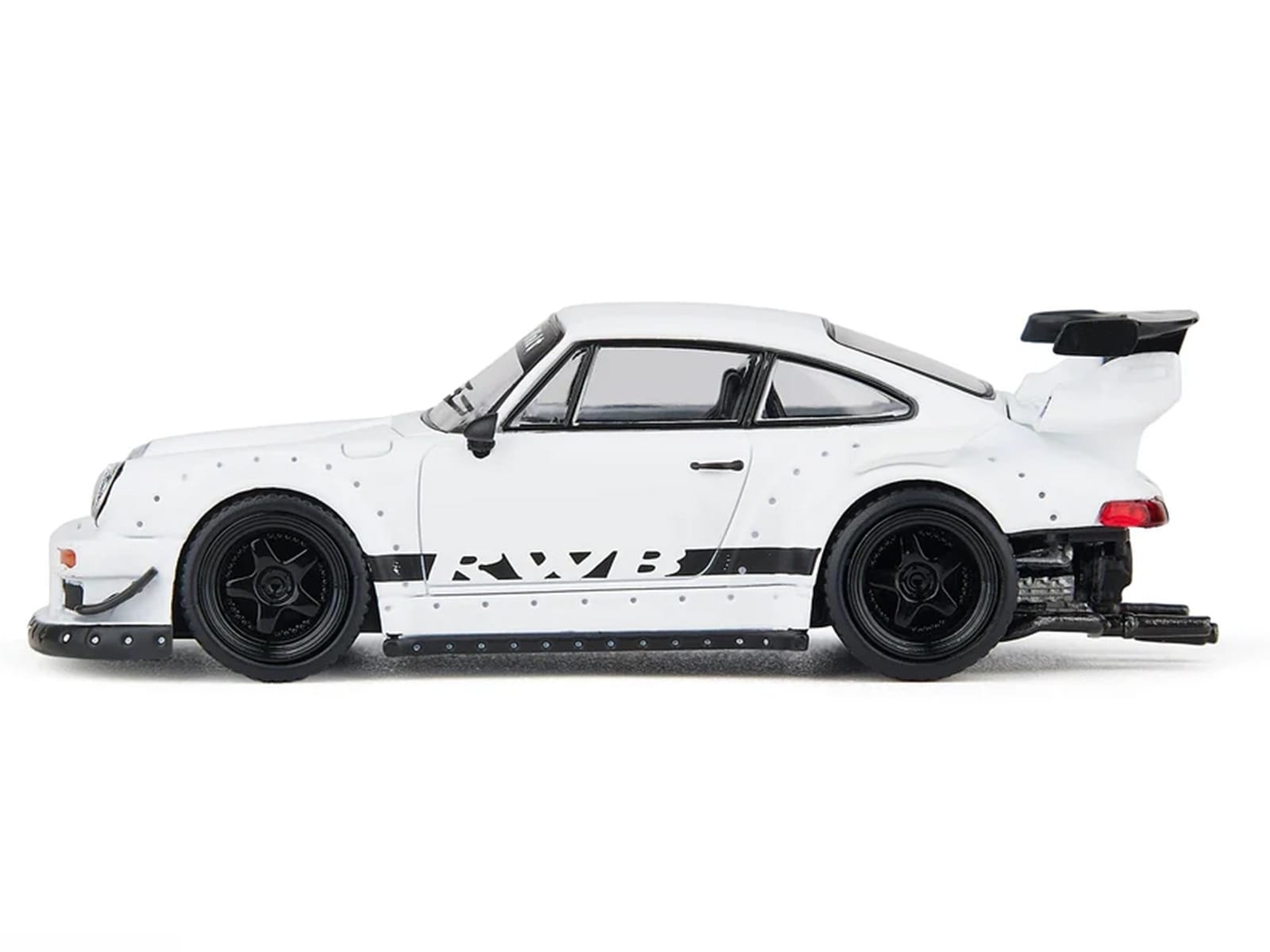 RWB 930 Matt White with Black Stripes 1/64 Diecast Model Car by Model Model - Image 2