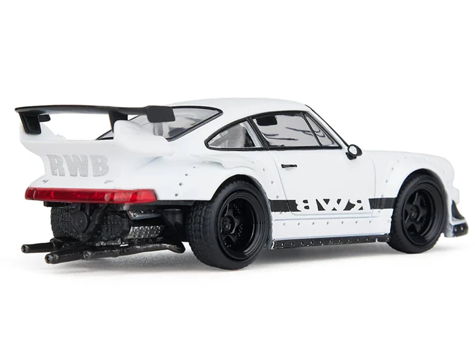 RWB 930 Matt White with Black Stripes 1/64 Diecast Model Car by Model Model - Image 3