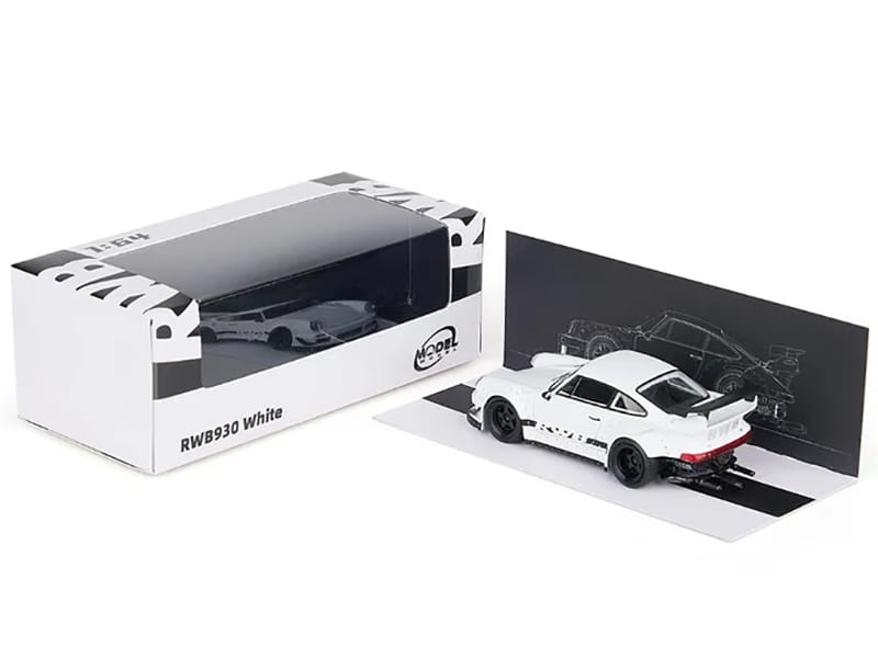 RWB 930 Matt White with Black Stripes 1/64 Diecast Model Car by Model Model - Image 5