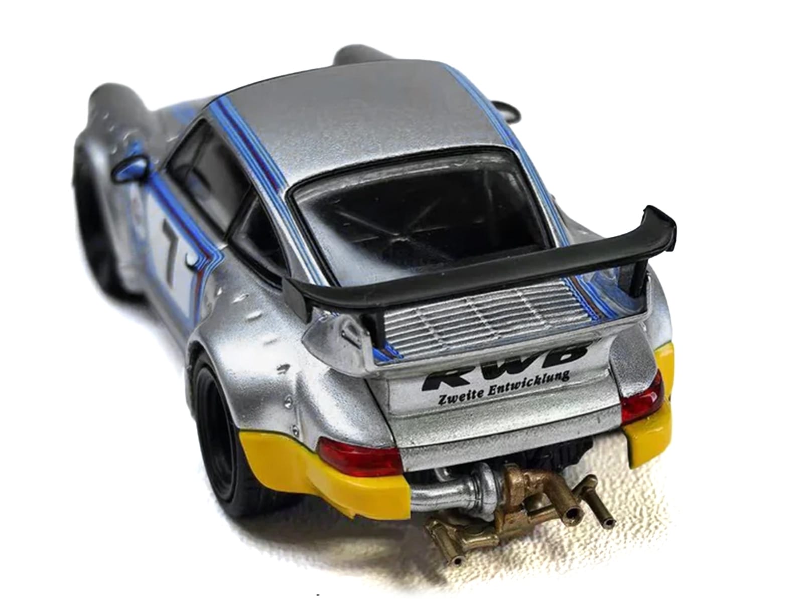 RWB 964 #7 "Ichiban Boshi - Martini Racing" Silver Metallic with Stripes 1/64 Diecast Model Car by Model Model - Image 3