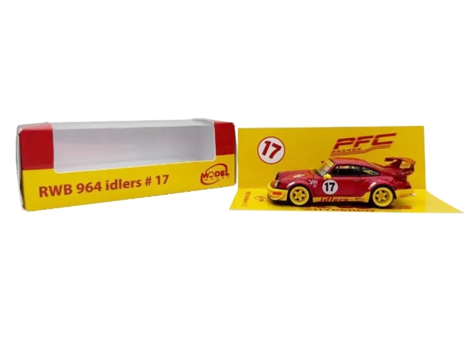 RWB 964 #17 "Idlers Club" Red with Yellow Accents 1/64 Diecast Model Car by Model Model - Image 5