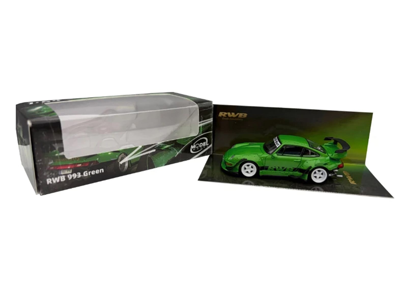 RWB 993 Green with Black Stripes 1/64 Diecast Model Car by Model Model - Image 5