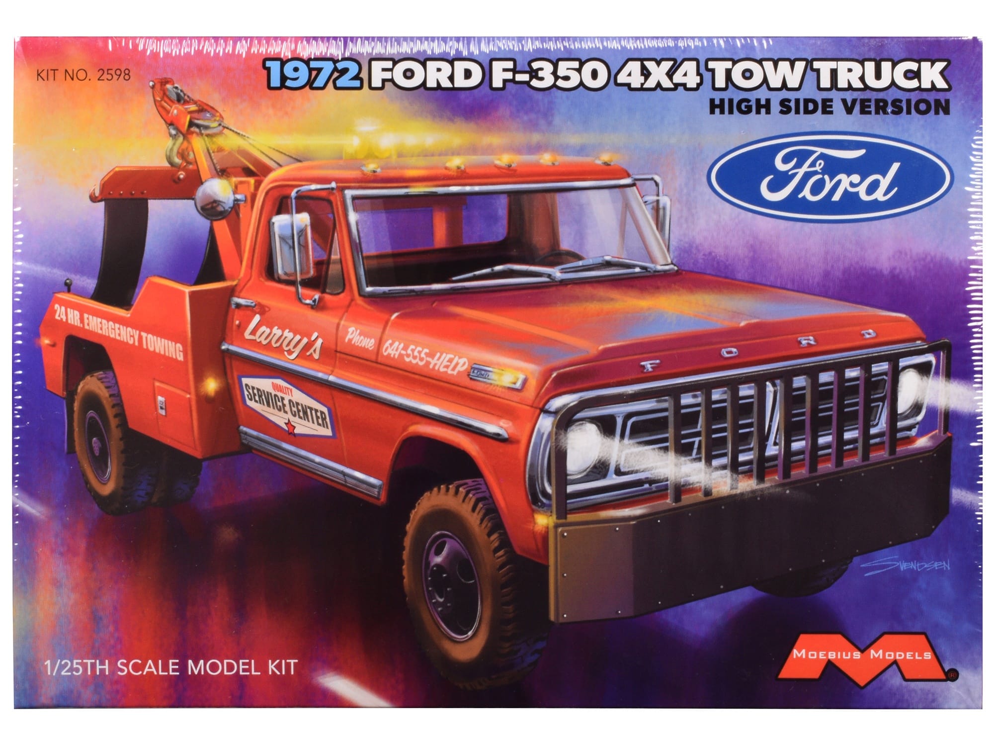 Skill 3 Model Kit 1972 Ford F-350 4x4 Tow Truck High Side Version 1/25 Scale Model by Moebius