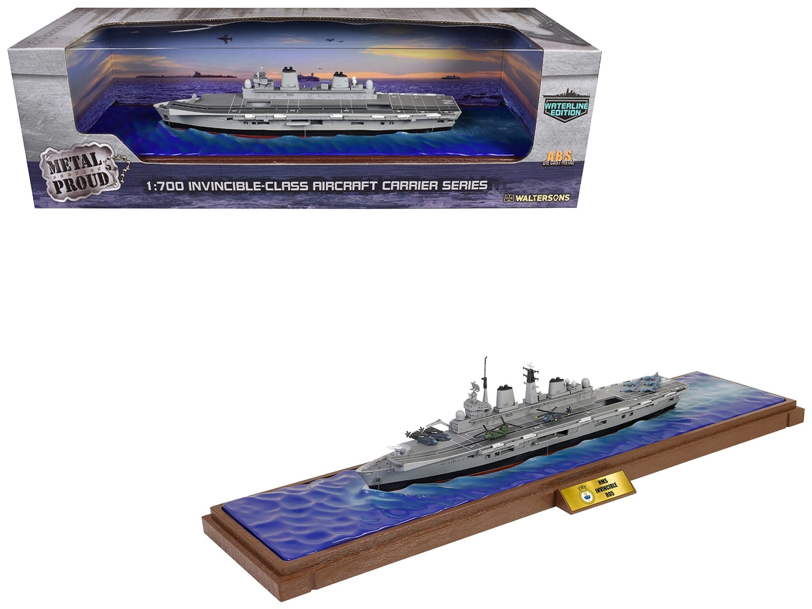 British HMS Invincible (R05) Aircraft Carrier Waterline Edition "Falklands War" (1982) British Royal Navy "Battleship" Series 1/700 Diecast Model by Metal Proud - Image 5