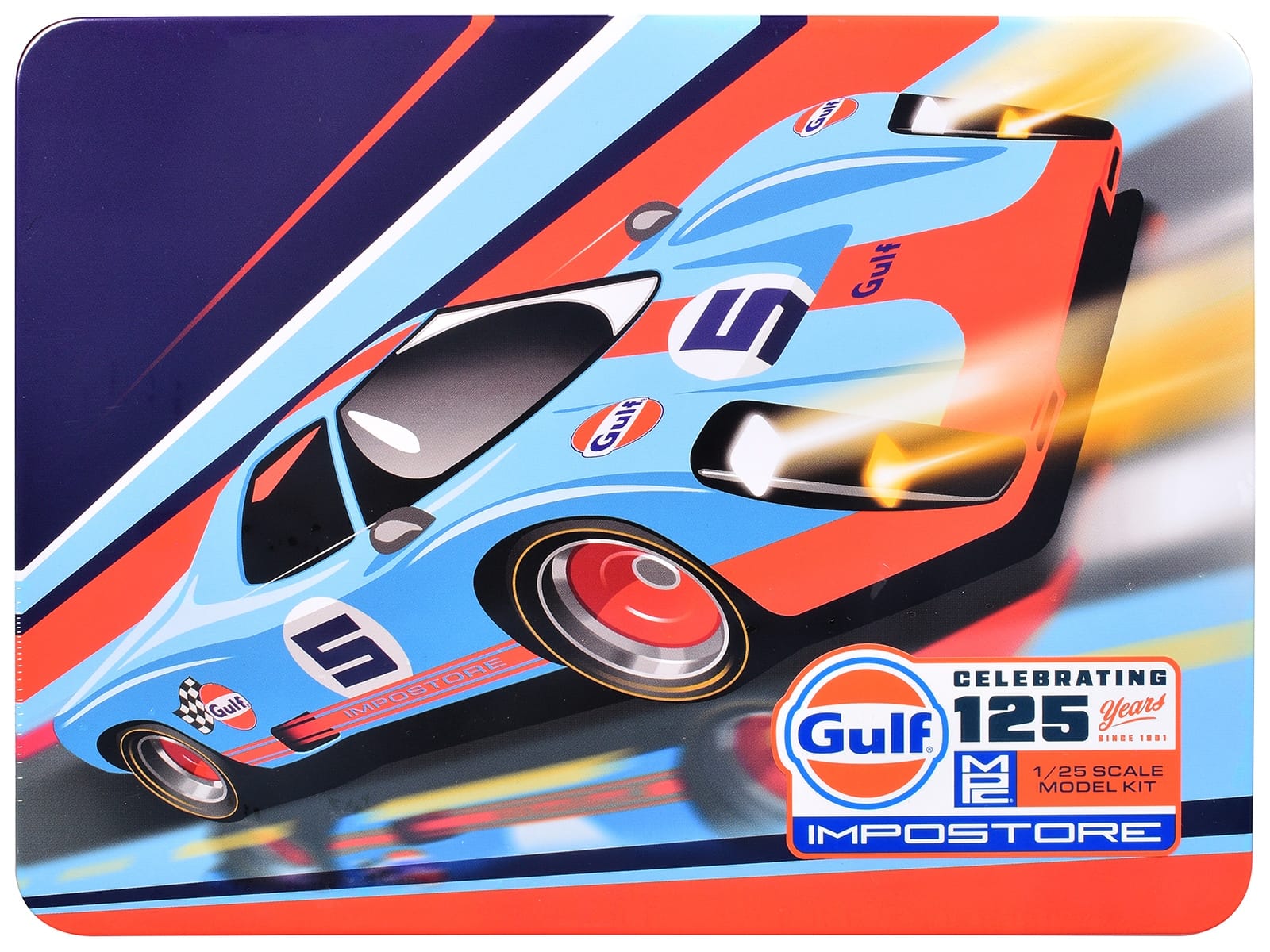 Skill 2 Model Kit Gulf Racing Impostore with Collector Tin 1/25 Plastic Model by MPC