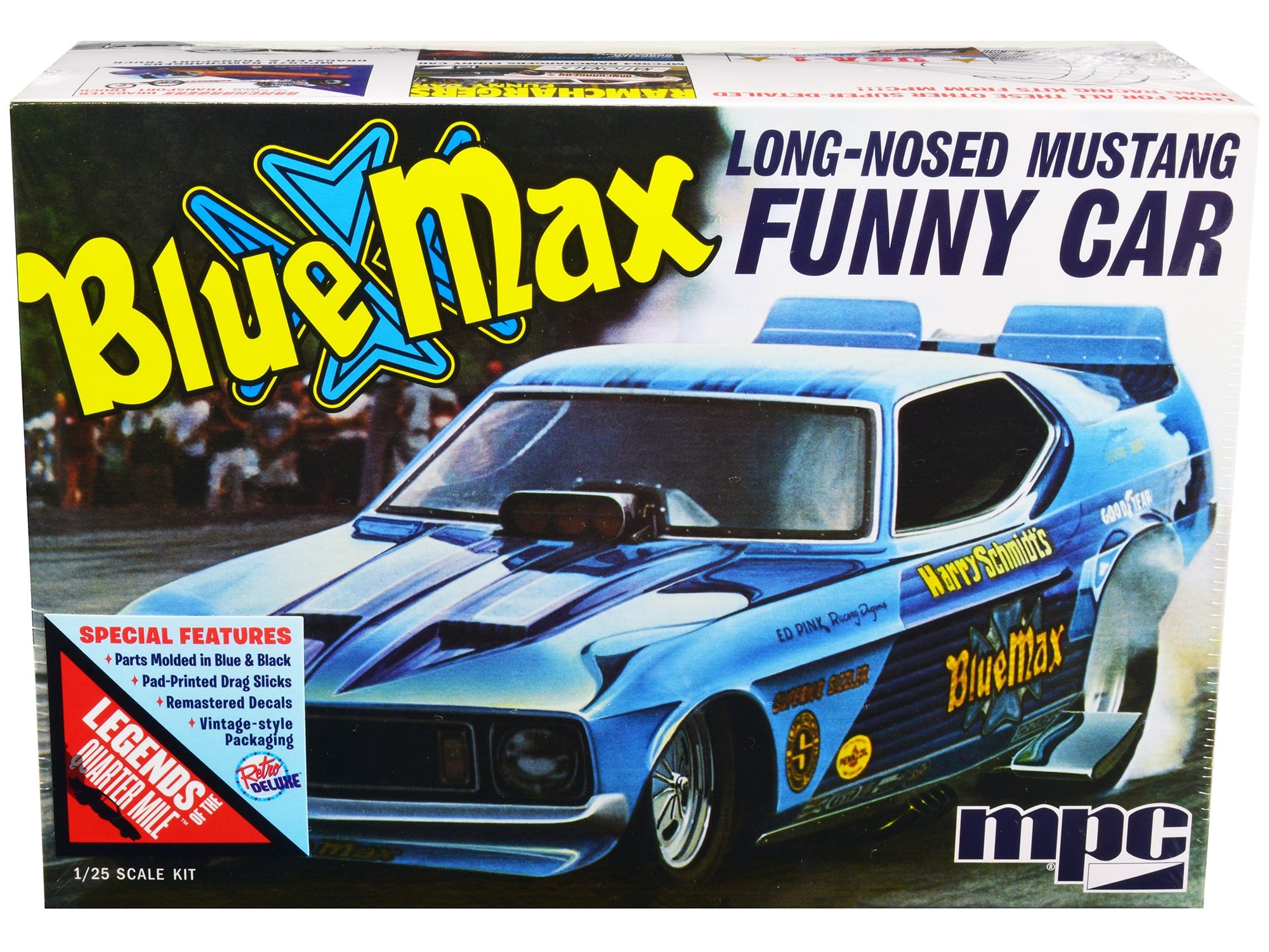 Skill 2 Model Kit "Blue Max" Long Nose Mustang Funny Car 1/25 Scale Model Car by MPC - Image 3