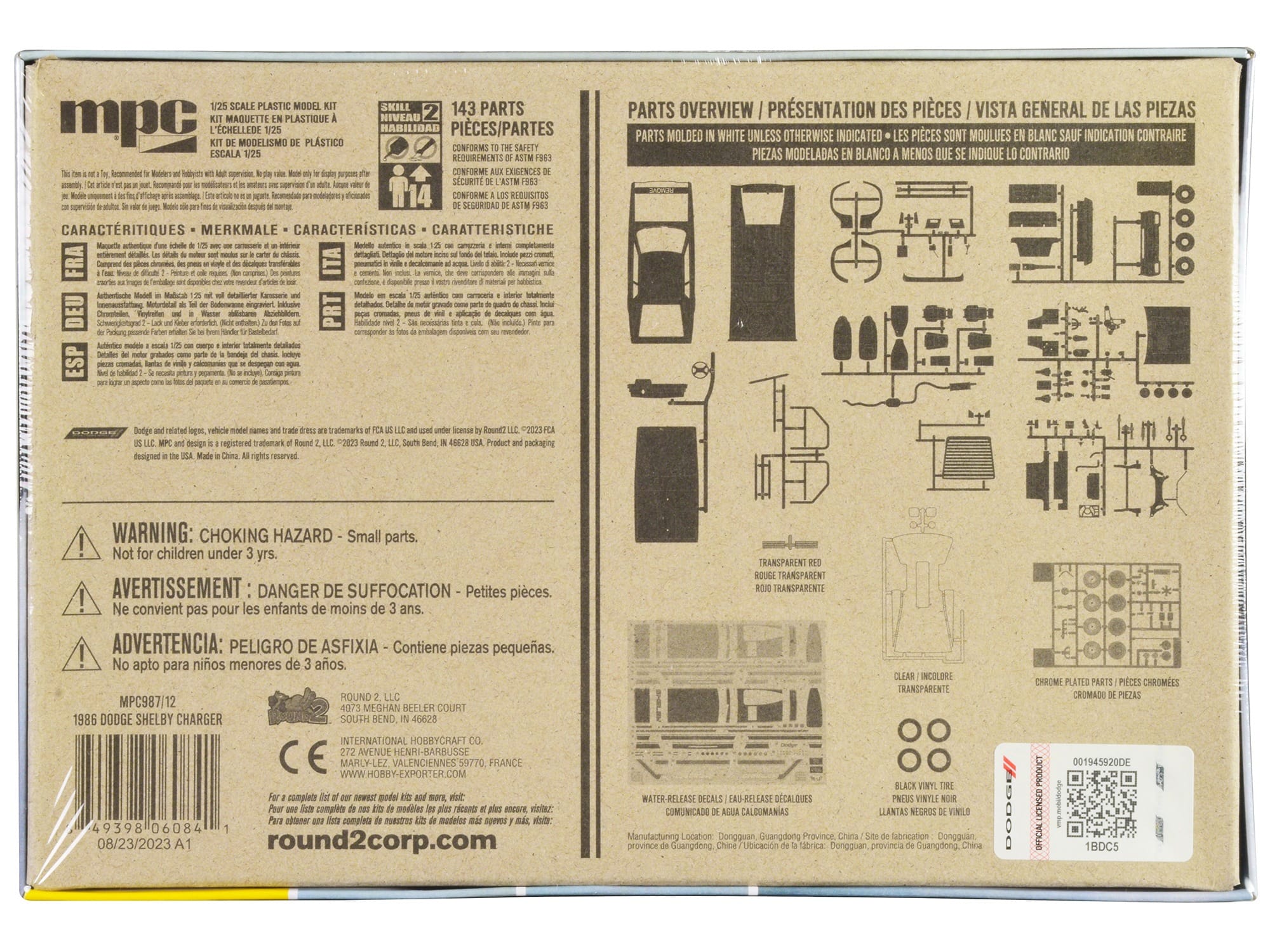 Skill 2 Model Kit 1986 Dodge Shelby Charger 1/25 Scale Model by MPC - Image 4