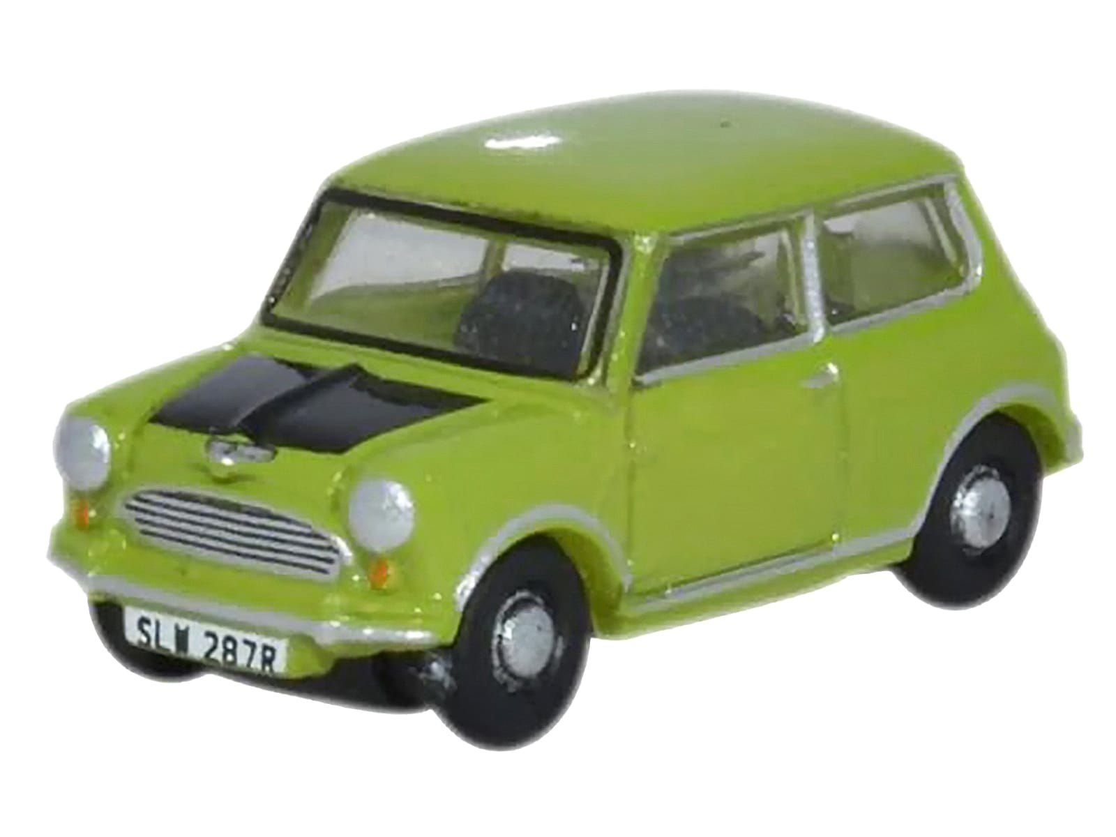 Mini Cooper Lime Green with Matt Black Hood 1/148 (N) Scale Diecast Model Car by Oxford Diecast - Image 2