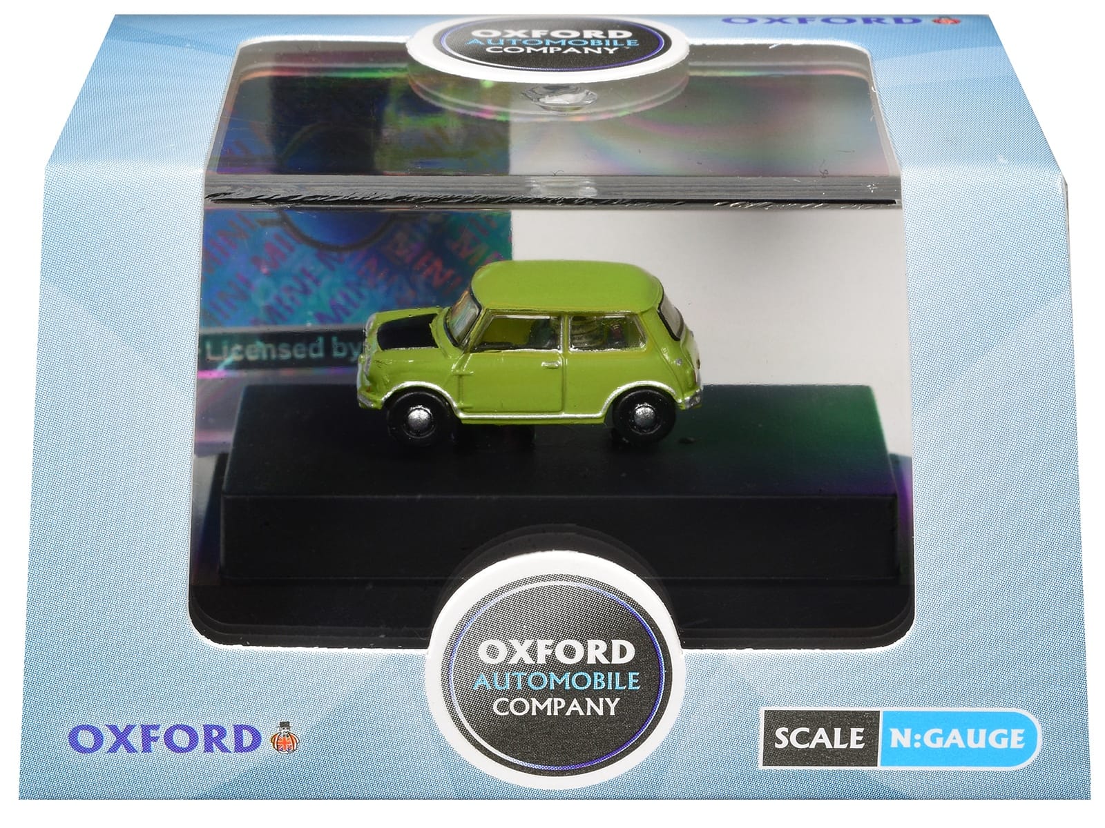 Mini Cooper Lime Green with Matt Black Hood 1/148 (N) Scale Diecast Model Car by Oxford Diecast - Image 3