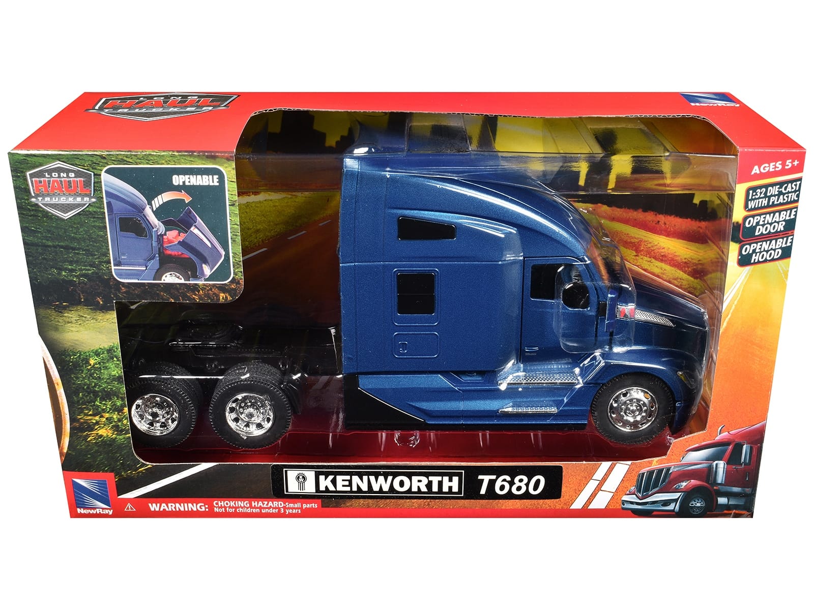 Kenworth T680 Truck Tractor Blue Metallic "Long Haul Truckers" Series 1/32 Diecast Model by New Ray - Image 3