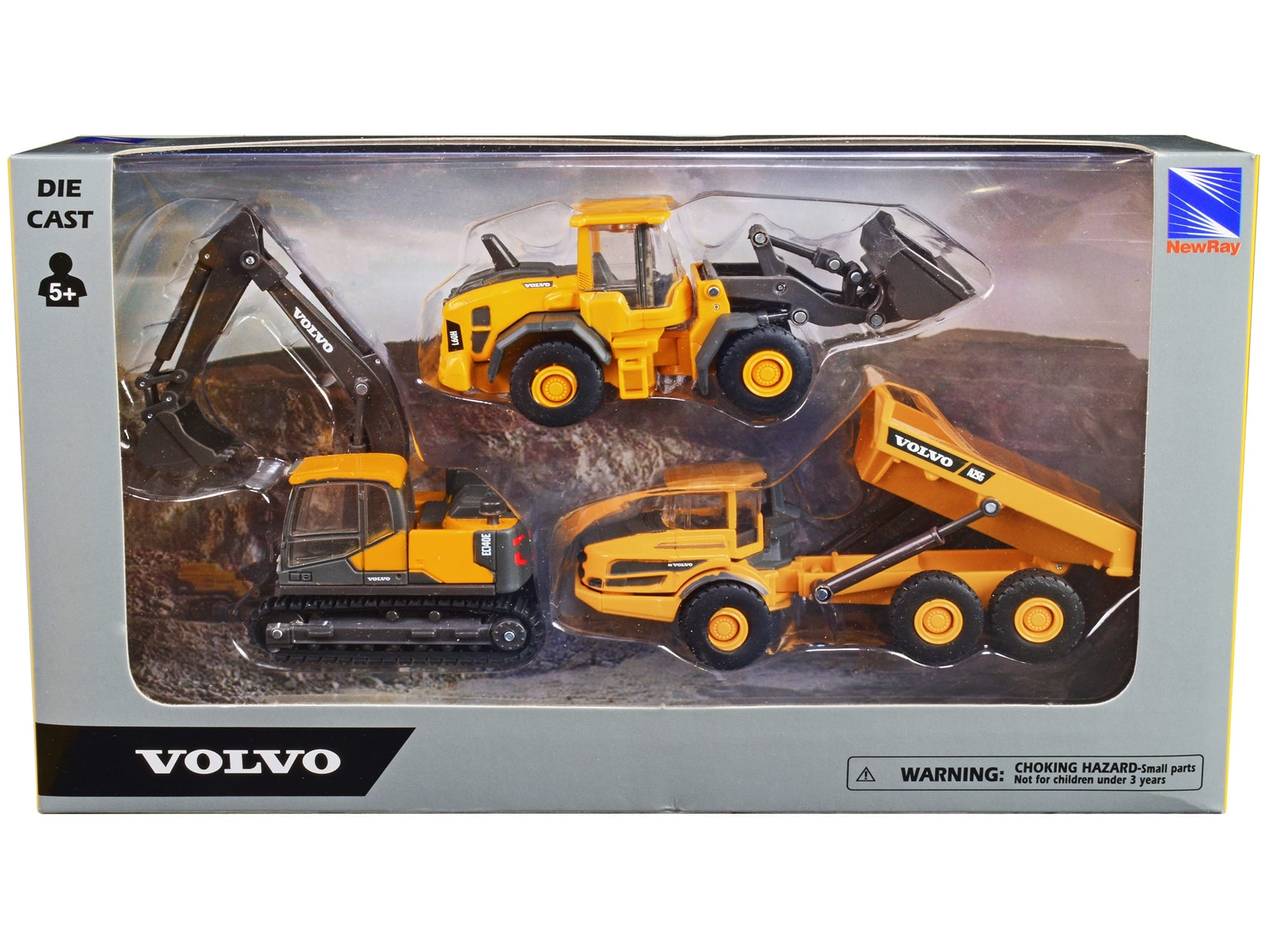 "Volvo Construction Vehicles" Set of 3 pieces Diecast Models by New Ray - Image 2