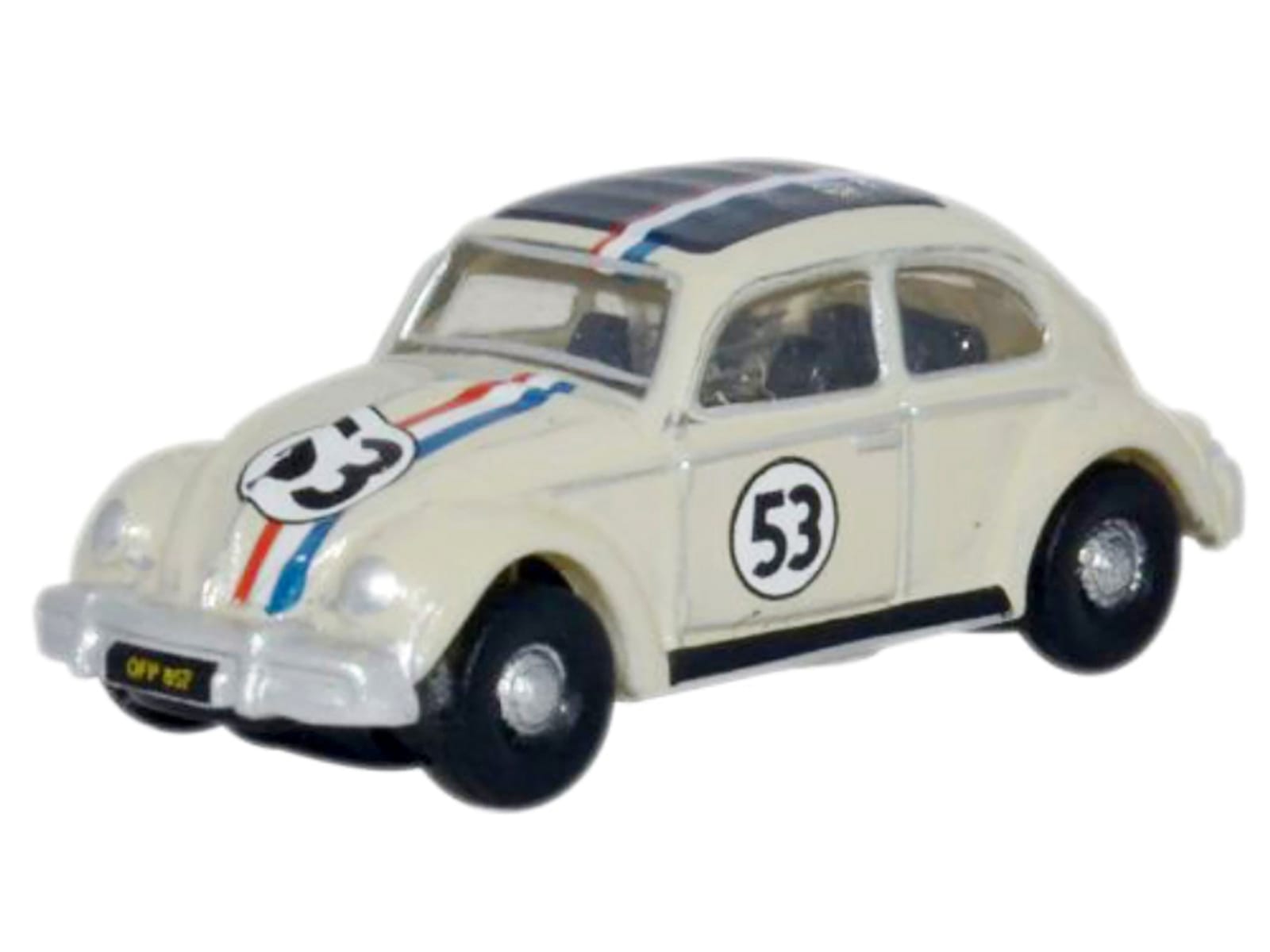 Volkswagen Beetle #53 Beige with Stripes and Black Top 1/148 (N) Scale Diecast Model Car by Oxford Diecast - Image 2