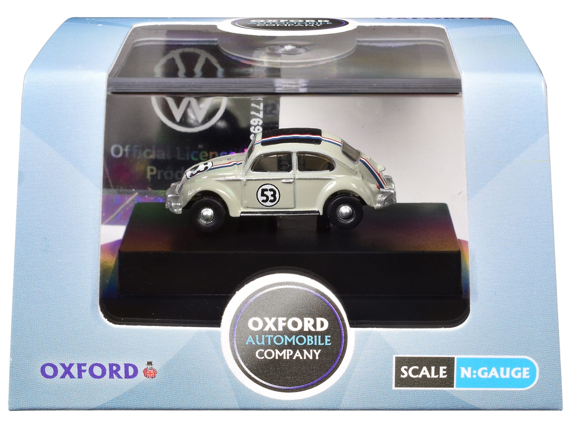 Volkswagen Beetle #53 Beige with Stripes and Black Top 1/148 (N) Scale Diecast Model Car by Oxford Diecast - Image 3