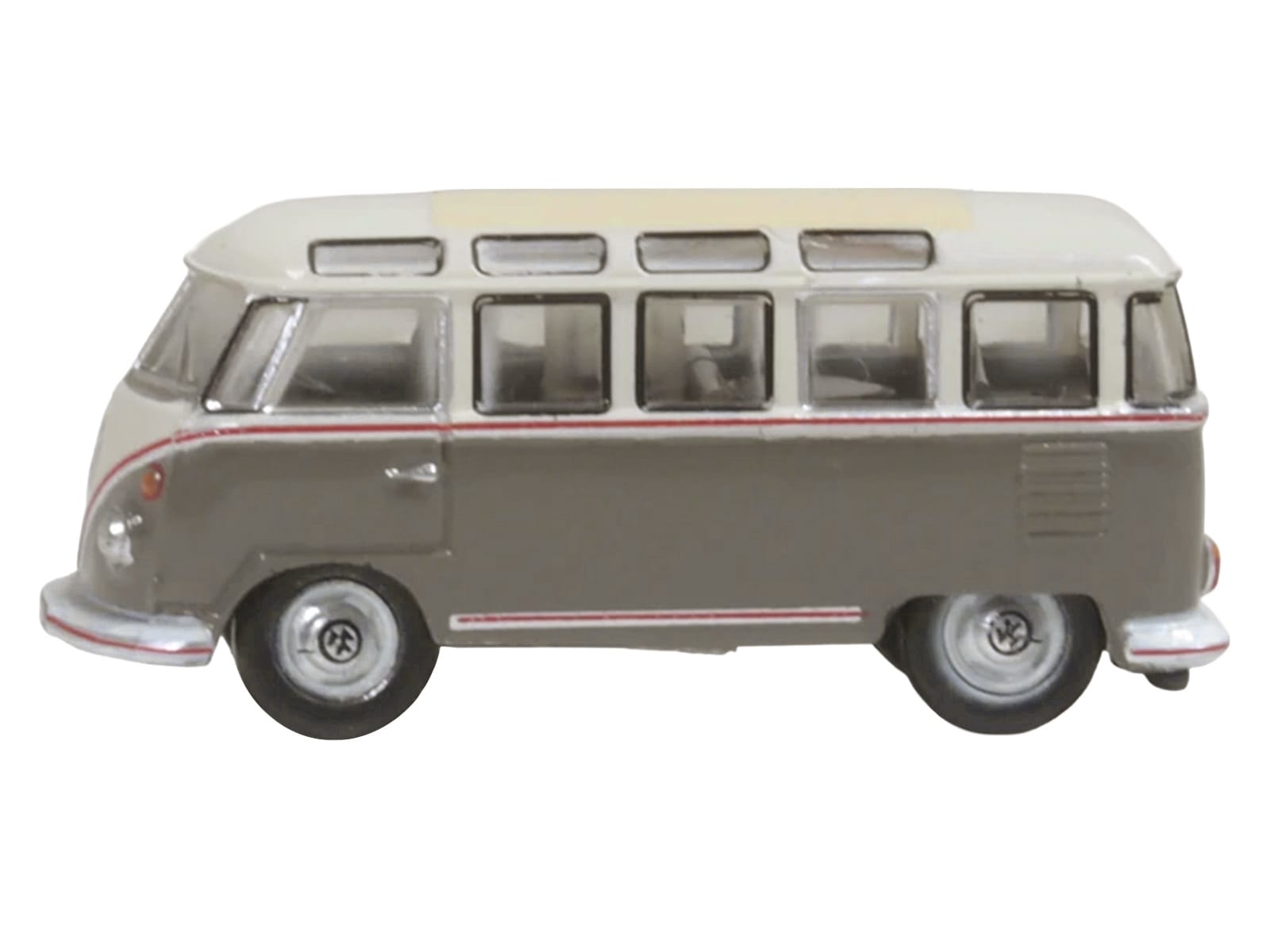 Volkswagen T1 Samba Bus Mouse Grey and Pearl White with Red Stripes 1/148 (N) Scale Diecast Model Car by Oxford Diecast - Image 2
