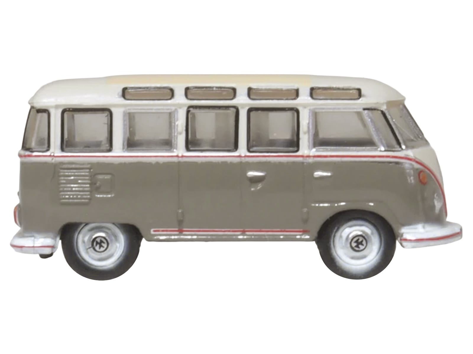 Volkswagen T1 Samba Bus Mouse Grey and Pearl White with Red Stripes 1/148 (N) Scale Diecast Model Car by Oxford Diecast - Image 3