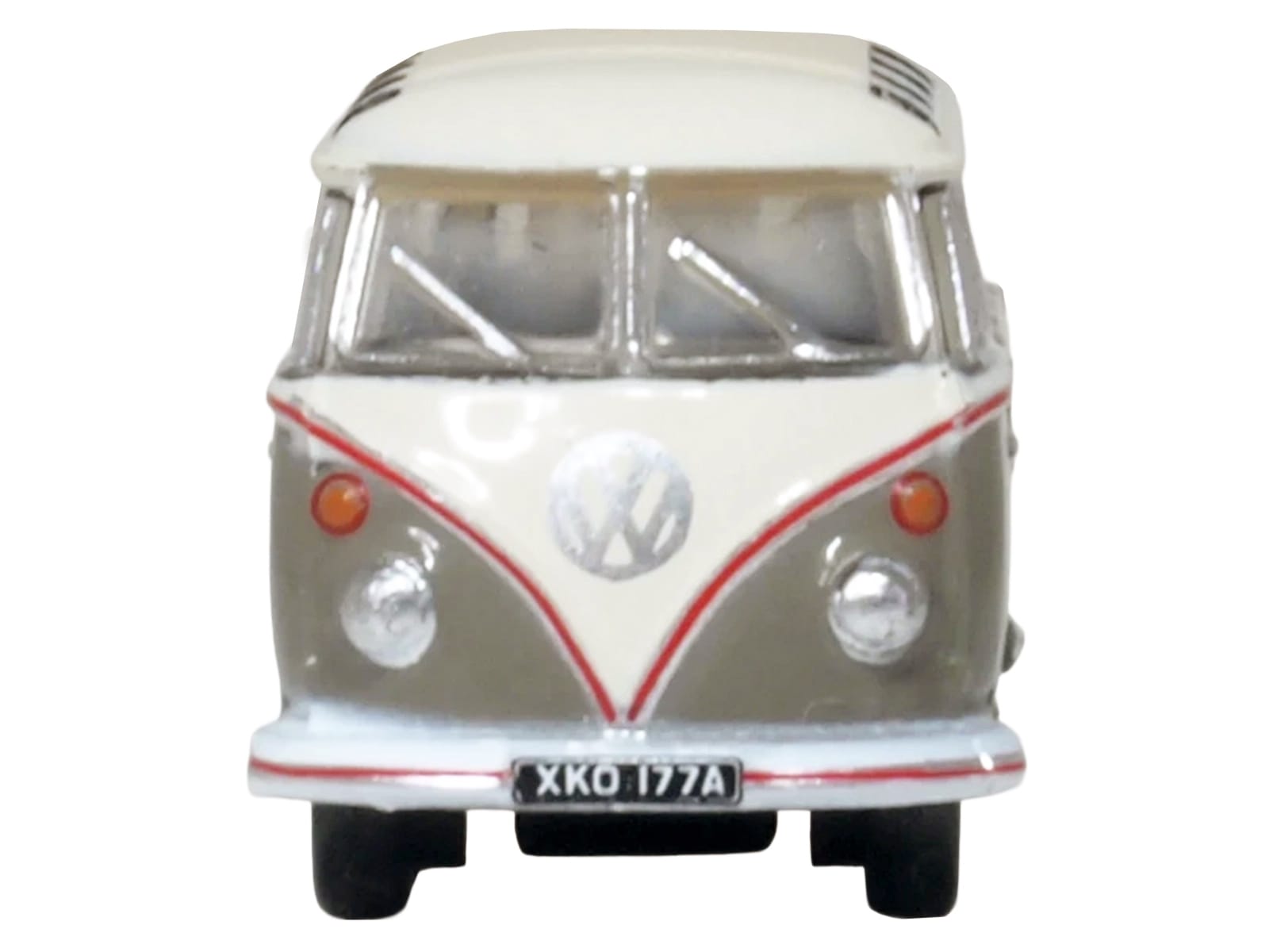 Volkswagen T1 Samba Bus Mouse Grey and Pearl White with Red Stripes 1/148 (N) Scale Diecast Model Car by Oxford Diecast - Image 4