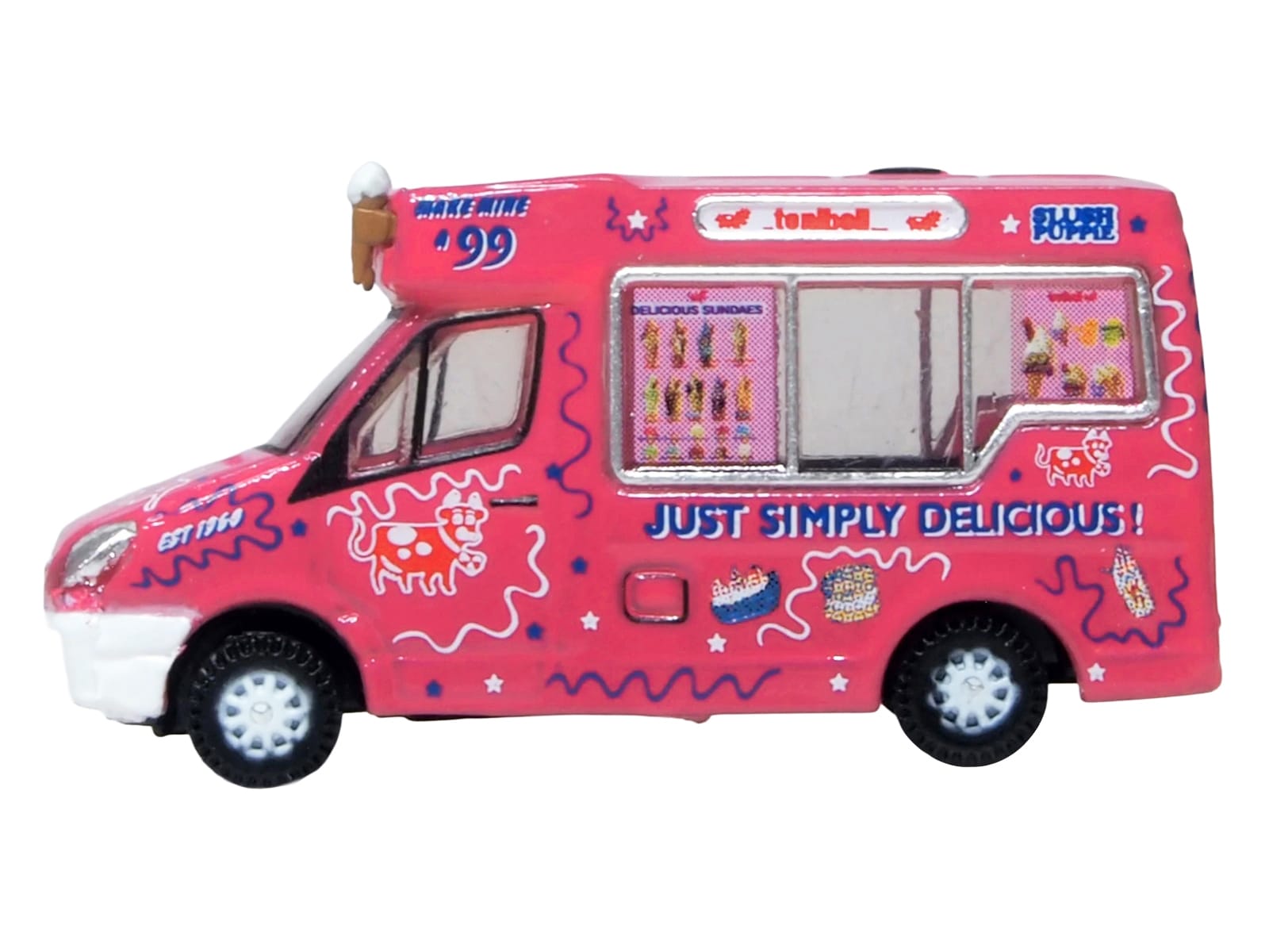 Whitby Mondial Ice Cream Van "Tonibell" Pink with Graphics 1/76 (OO) Scale Diecast Model Car by Oxford Diecast - Image 2