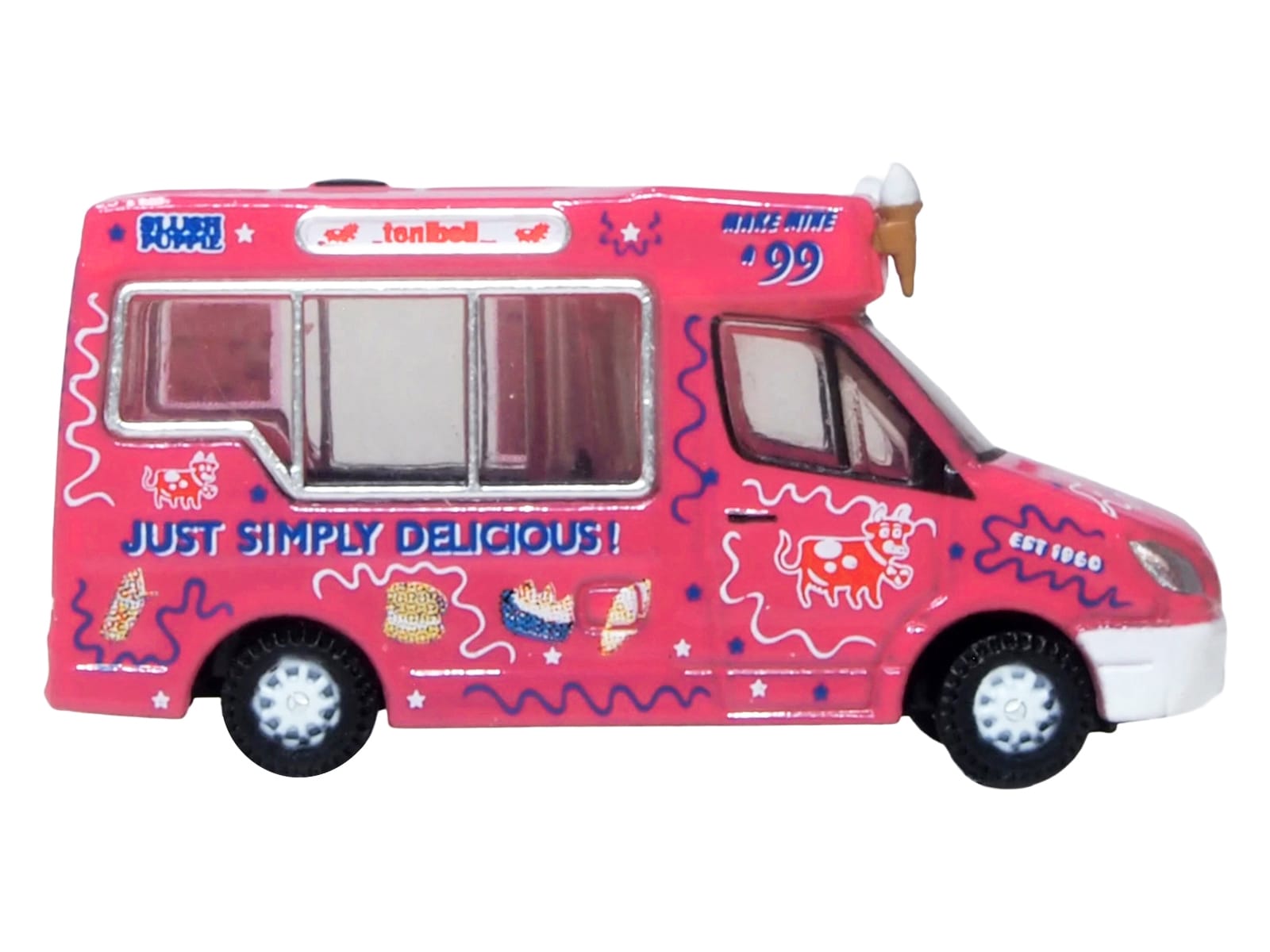Whitby Mondial Ice Cream Van "Tonibell" Pink with Graphics 1/76 (OO) Scale Diecast Model Car by Oxford Diecast - Image 3