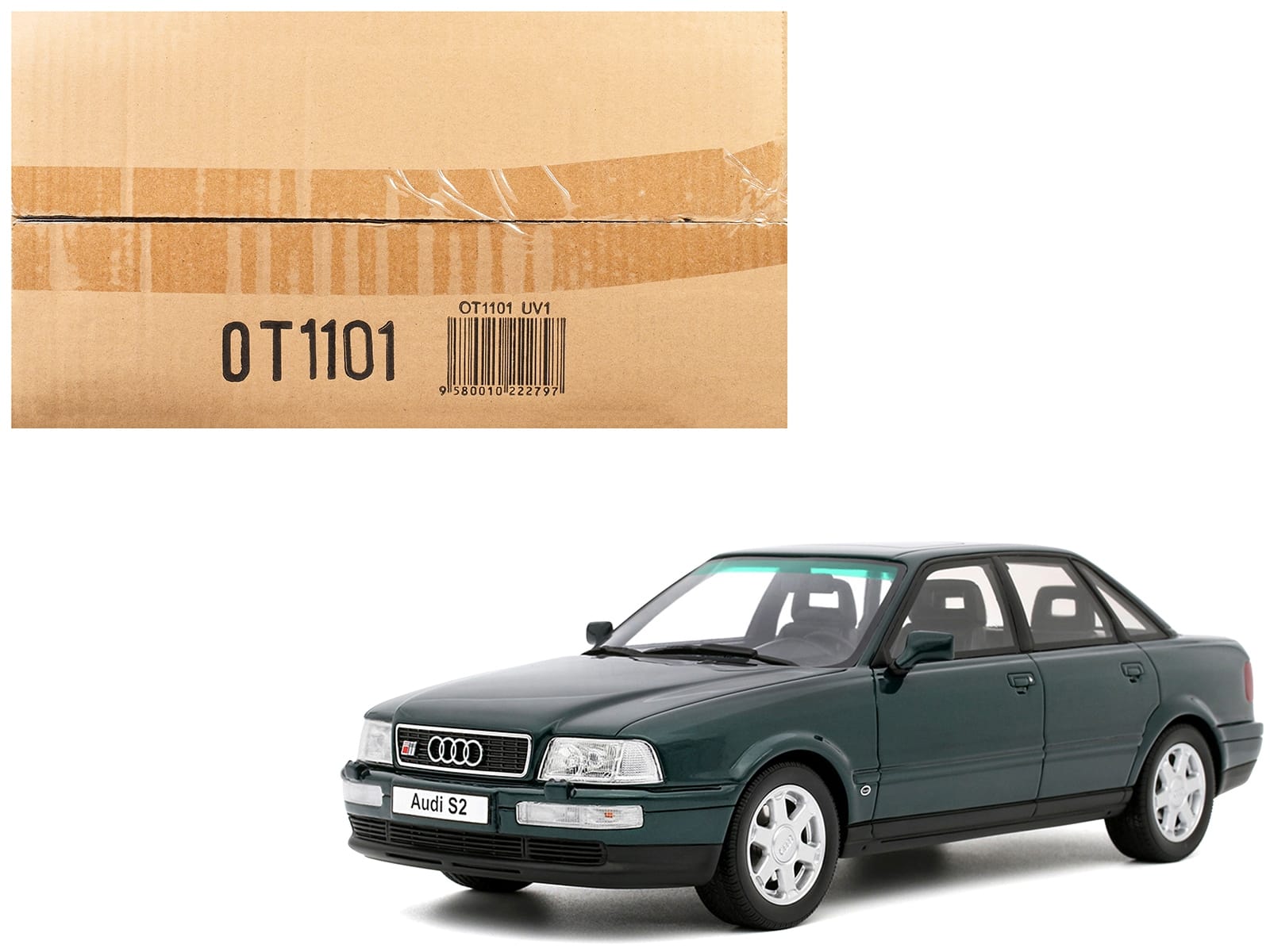 1993 Audi S2 Sedan Emerald Green Metallic Limited Edition to 2000 pieces Worldwide 1/18 Model Car by Otto Mobile