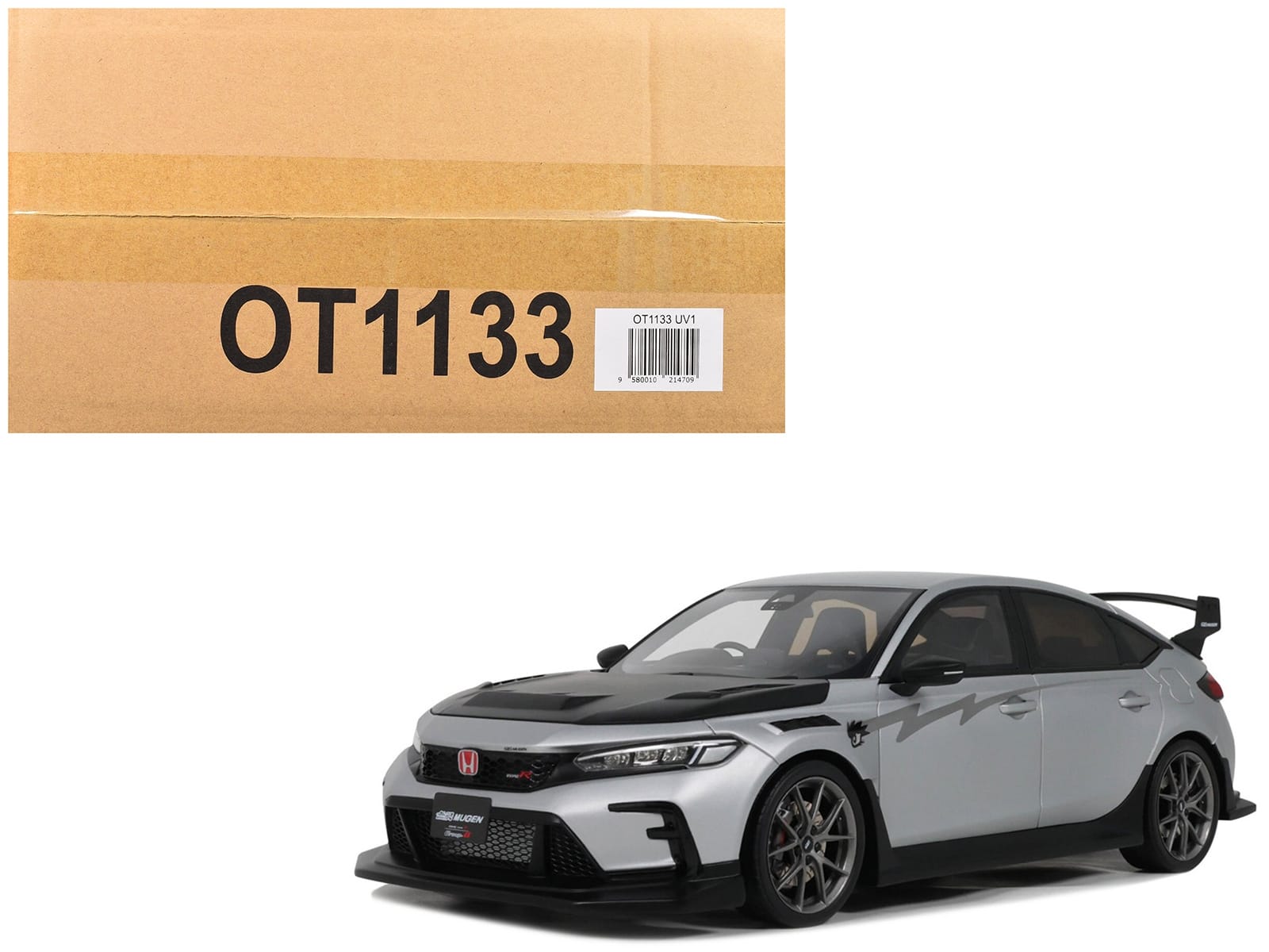 2024 Honda Civic Type R Mugen Group B RHD (Right Hand Drive) Matt Silver Metallic with Black Hood Limited Edition to 999 pieces Worldwide 1/18 Model Car by Otto Mobile
