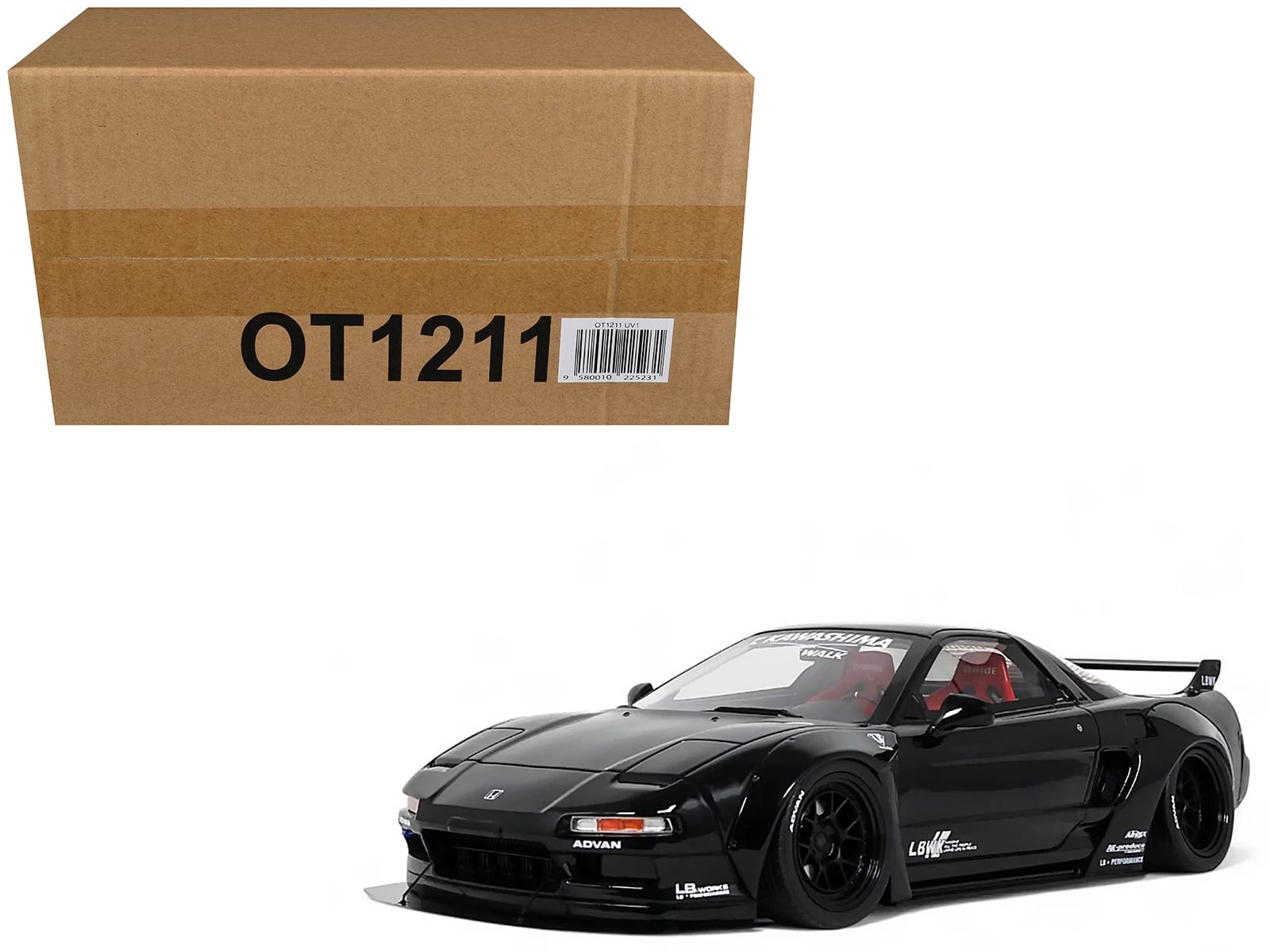 2020 Honda NSX (NA1) LB-Works Black with Red Interior Limited Edition to 2000 pieces Worldwide 1/18 Model Car by Otto Mobile