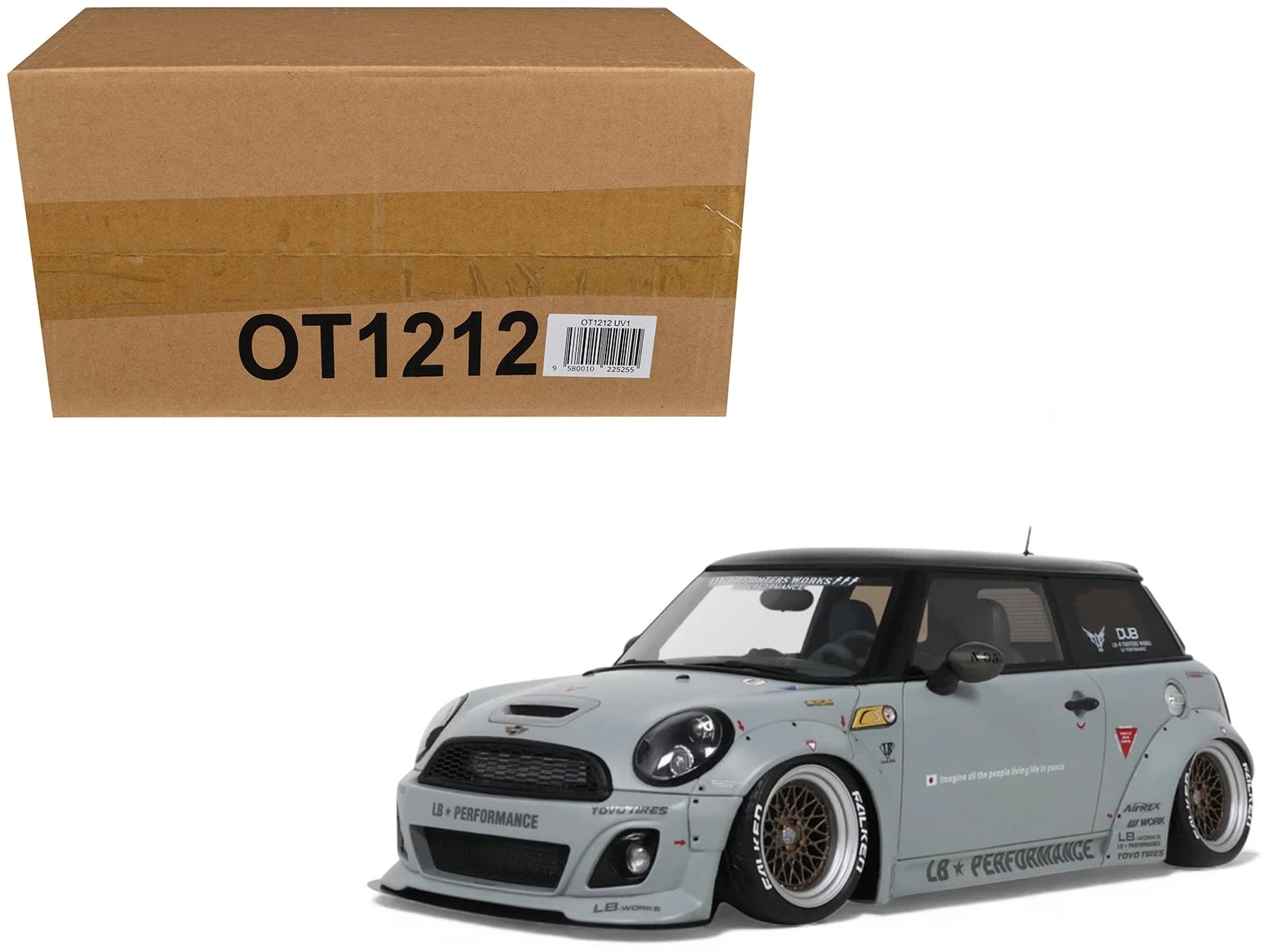 2015 Mini Cooper R56 LB-Works "LB Nation" Gray with Black Top Limited Edition to 999 pieces Worldwide 1/18 Model Car by Otto Mobile