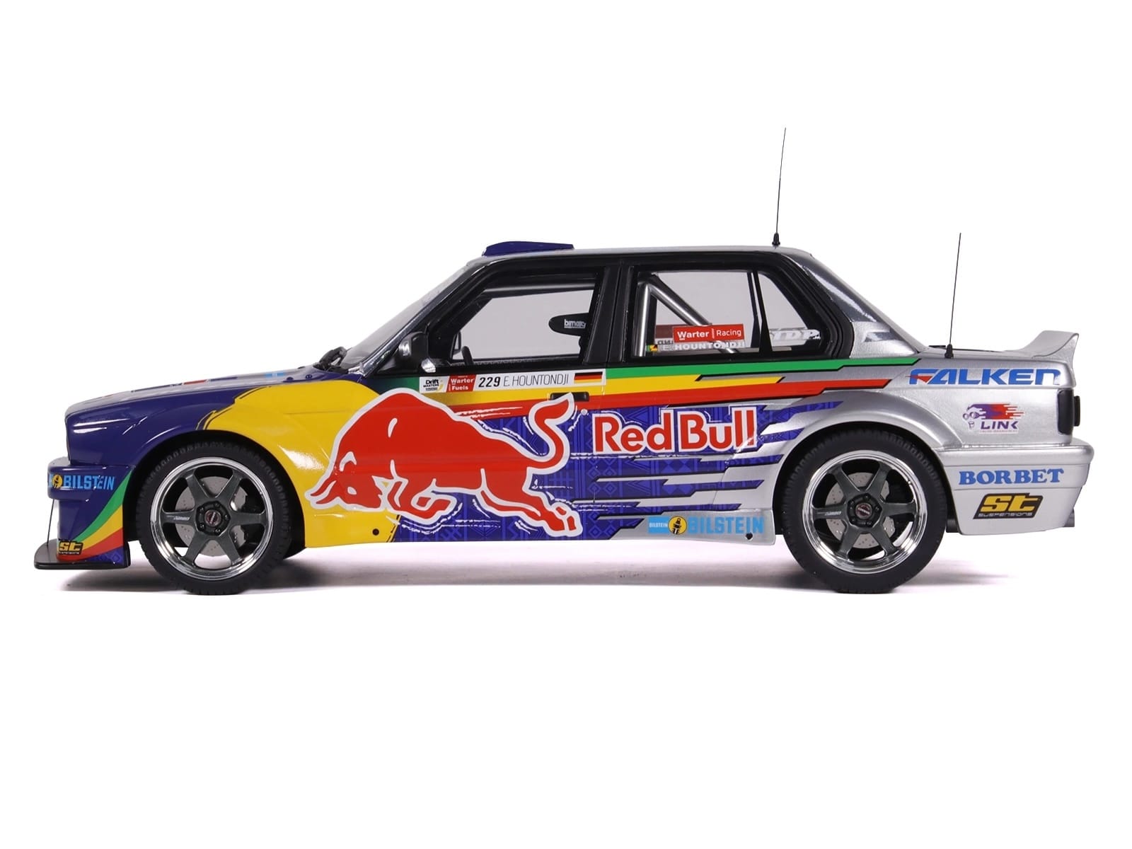 2023 BMW E30 V8 Drift "Red Bull Driftbrothers" Blue and Silver with Graphics Limited Edition to 3000 pieces Worldwide 1/18 Model Car by Otto Mobile - Image 3