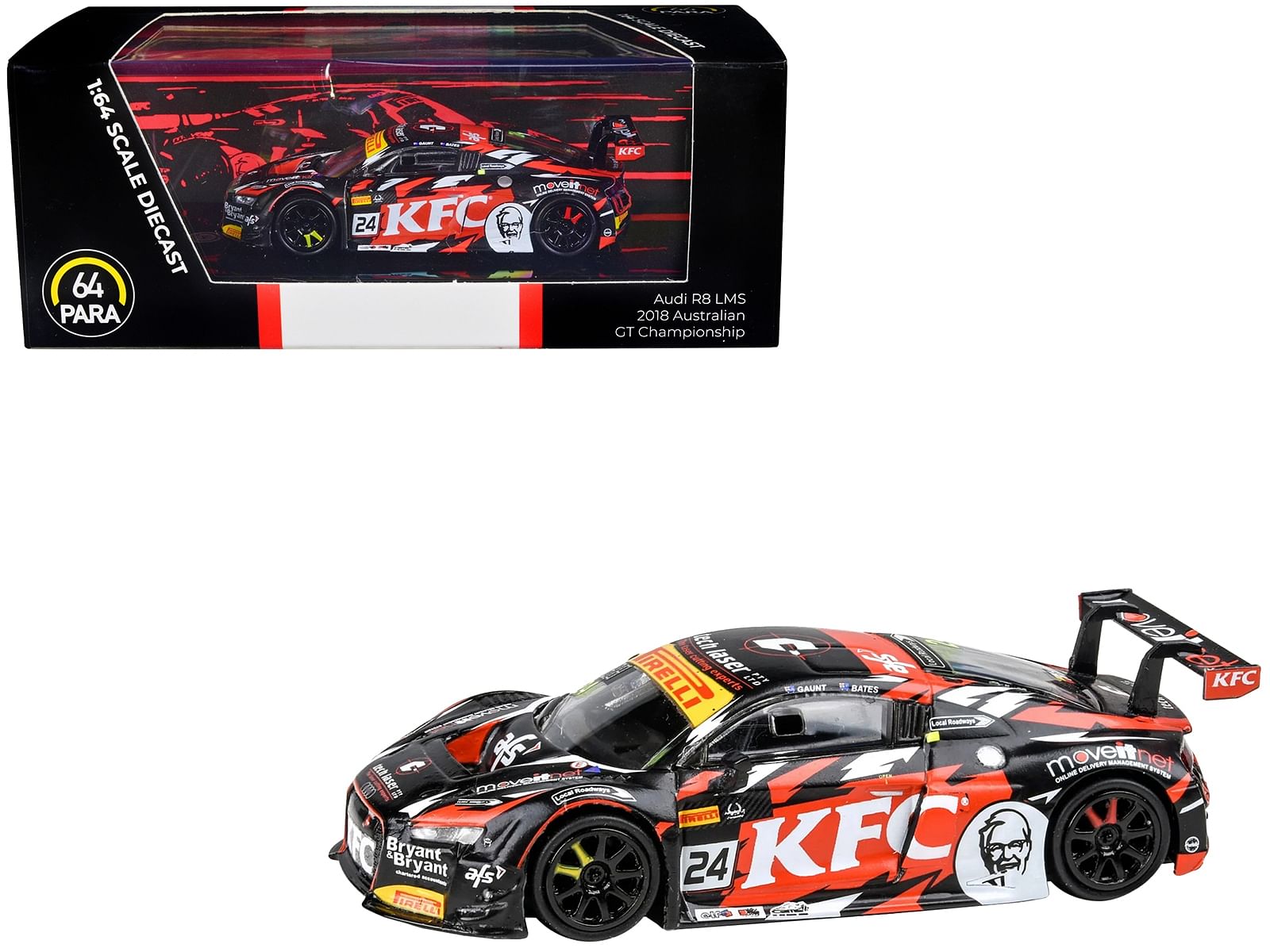 Audi R8 LMS #24 Daniel Gaunt – Tony Bates “KFC Racing” 3rd Place “Australian GT Championship” (2018) 1/64 Diecast Model Car by Paragon Models