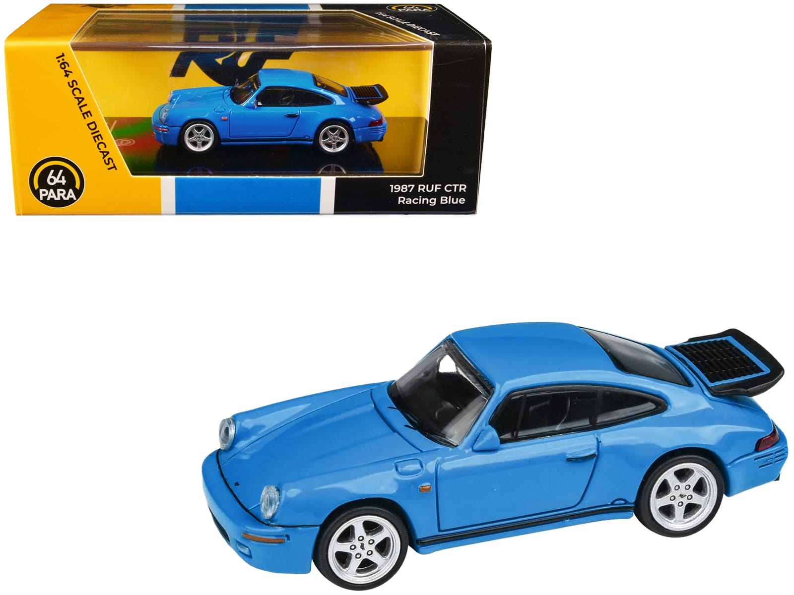 1987 RUF CTR Racing Blue 1/64 Diecast Model Car by Paragon Models - Image 4