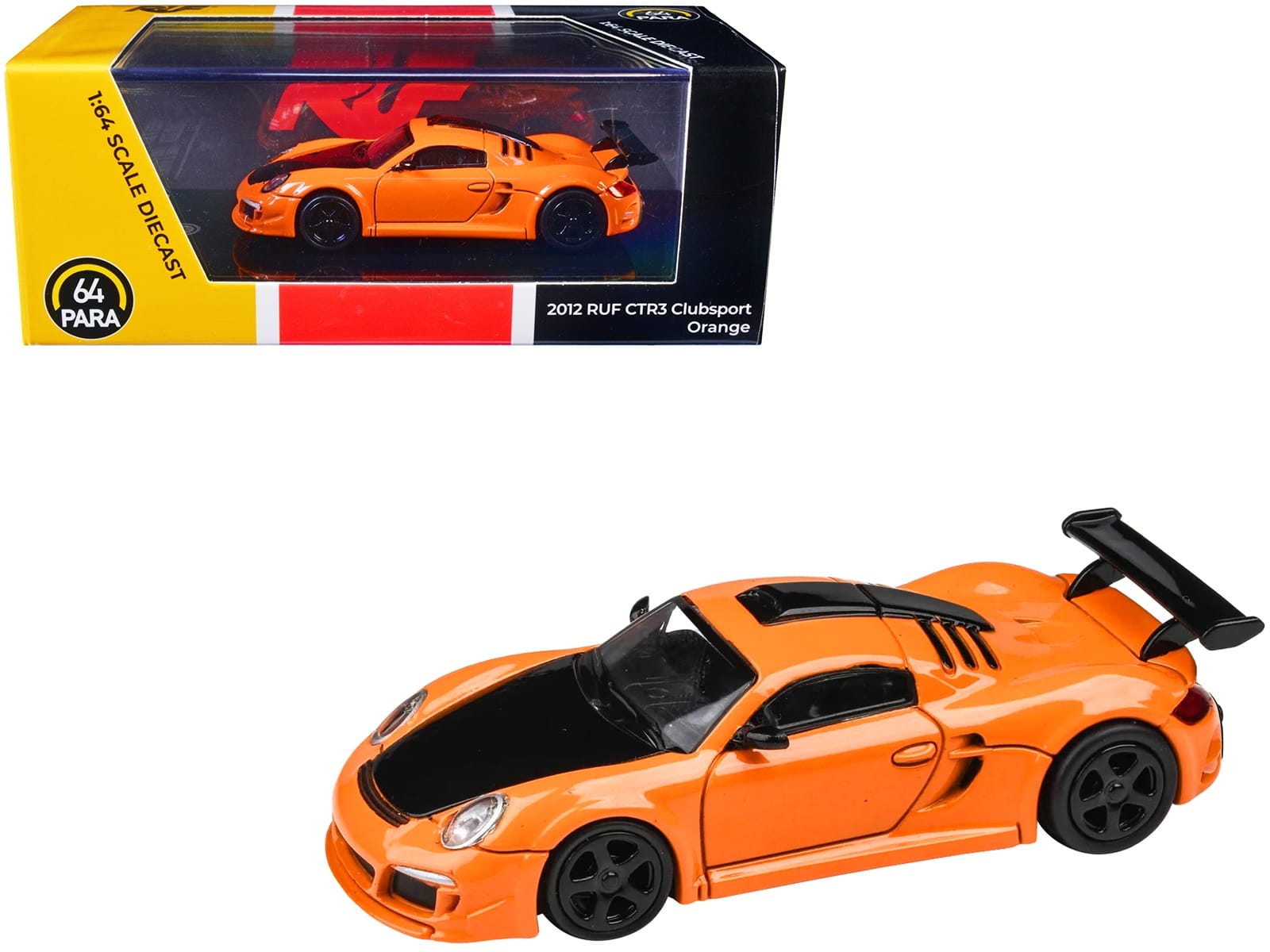 2012 RUF CTR3 Clubsport Orange with Black Hood 1/64 Diecast Model Car by Paragon Models - Image 4