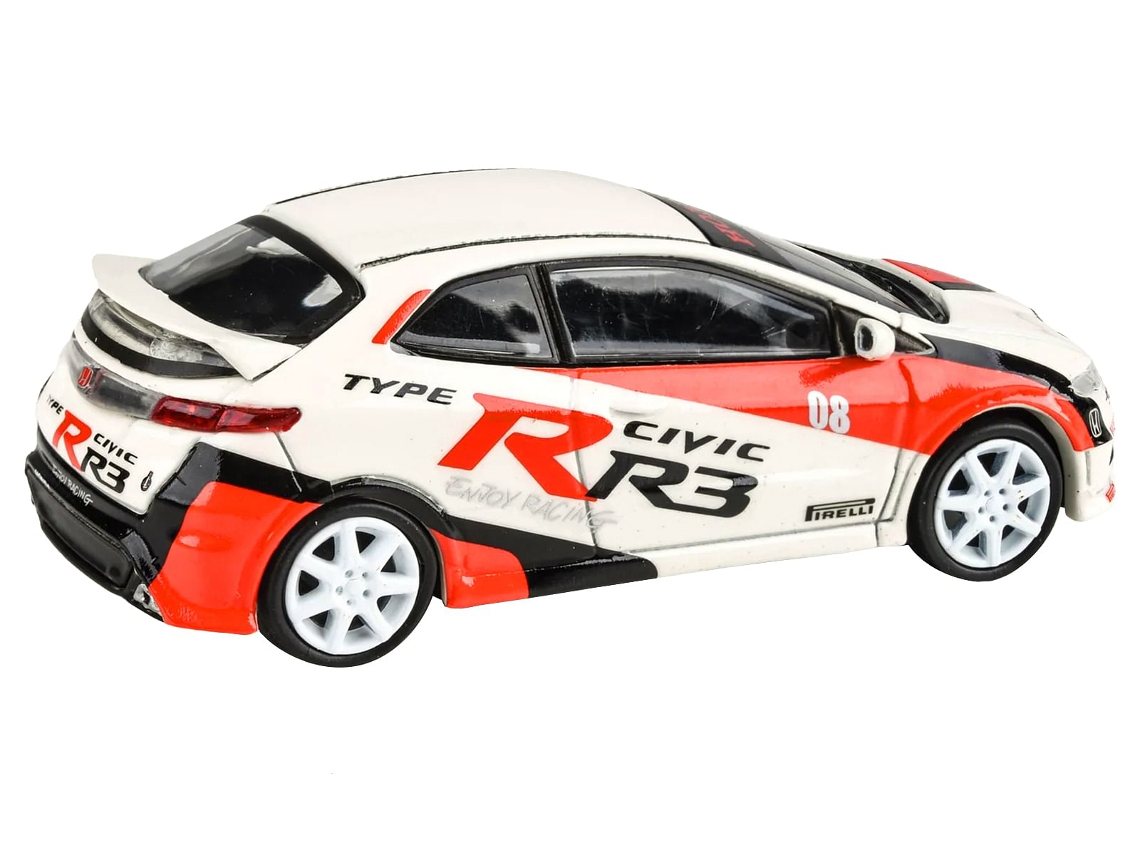 2007 Honda Civic Type R FN2 White “Race Livery” 1/64 Diecast Model Car by Paragon Models