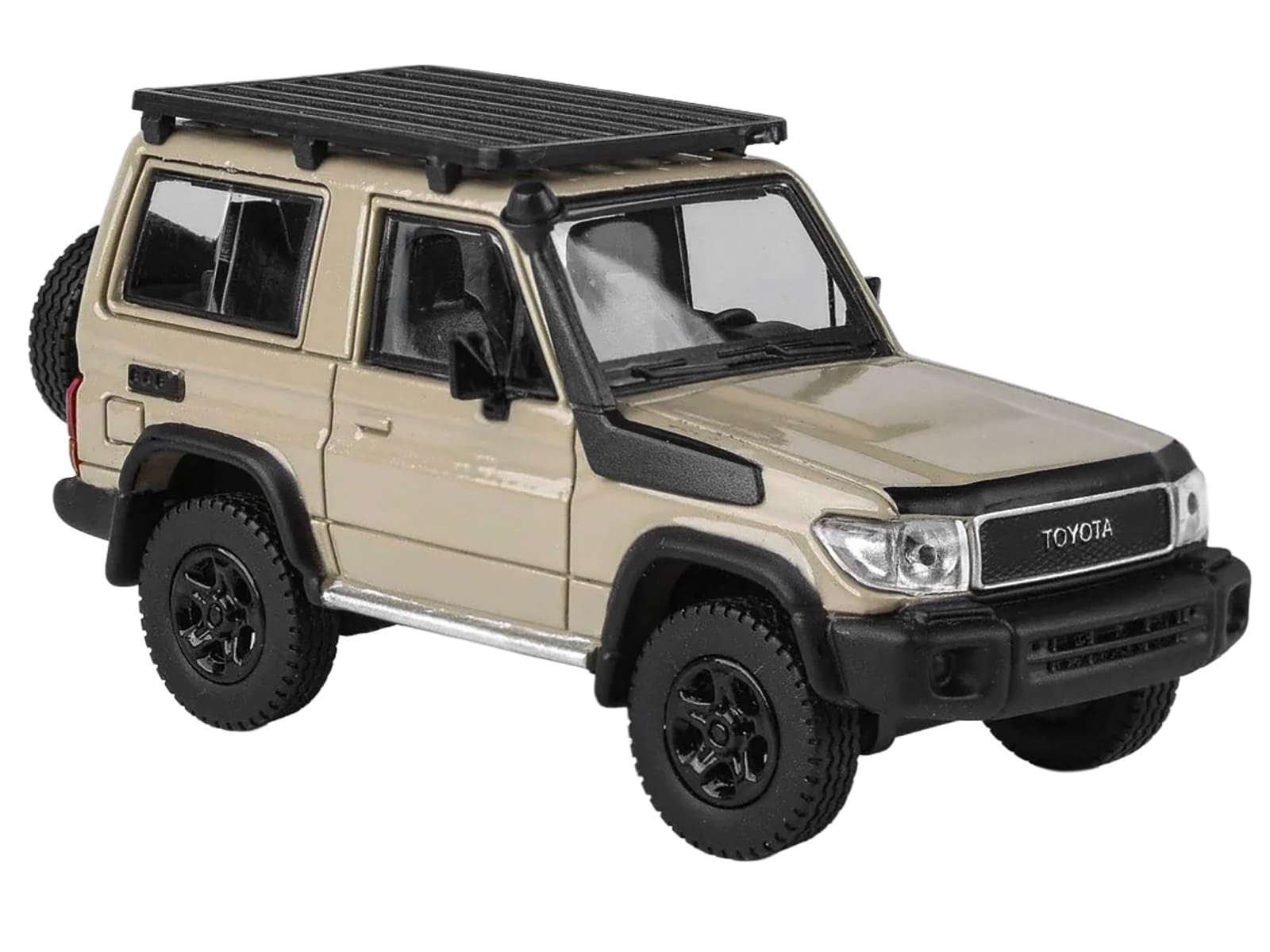 2023 Toyota Land Cruiser 71 Sandy Taupe "70th Anniversary" with Roofrack 1/64 Diecast Model Car by Paragon - Image 2