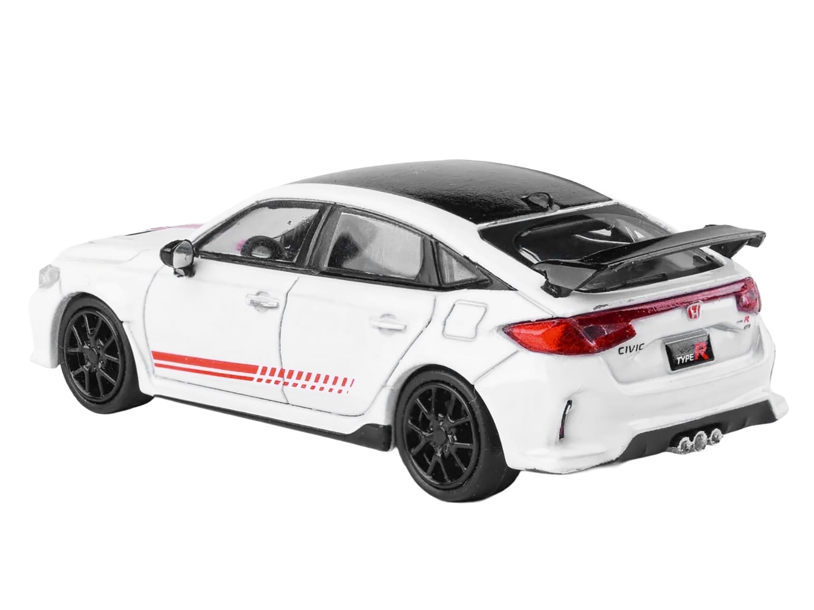 2025 Honda Civic Type R FL5 "Ultimate Edition" White with Red Stripes and Black Top 1/64 Diecast Model Car by Paragon - Image 3