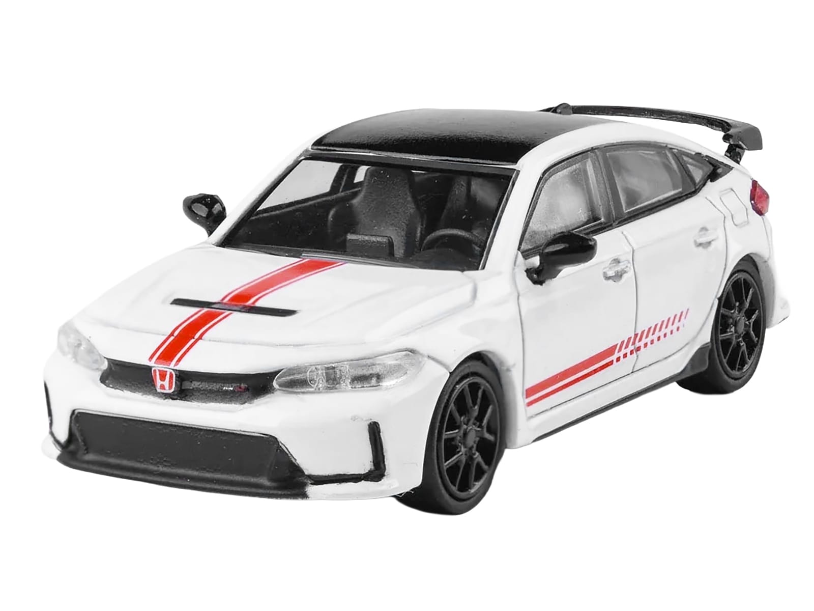 2025 Honda Civic Type R FL5 "Ultimate Edition" White with Red Stripes and Black Top 1/64 Diecast Model Car by Paragon - Image 4