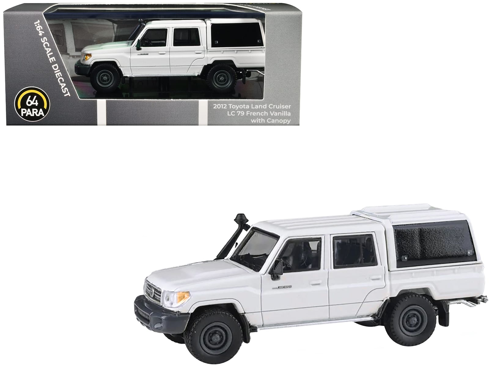 2012 Toyota Land Cruiser LC 79 French Vanilla White with Canopy 1/64 Diecast Model Car by Paragon Models - Image 4