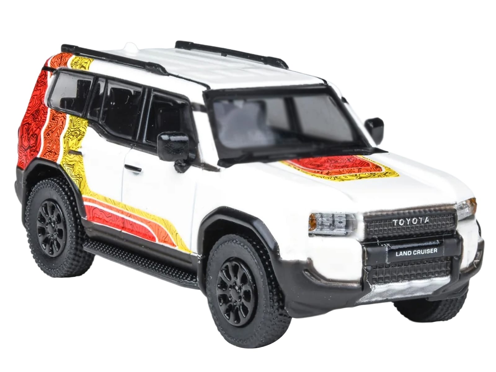2024 Toyota Land Cruiser 250 Prado White with "TRD" Stripes 1/64 Diecast Model Car by Paragon Models - Image 3