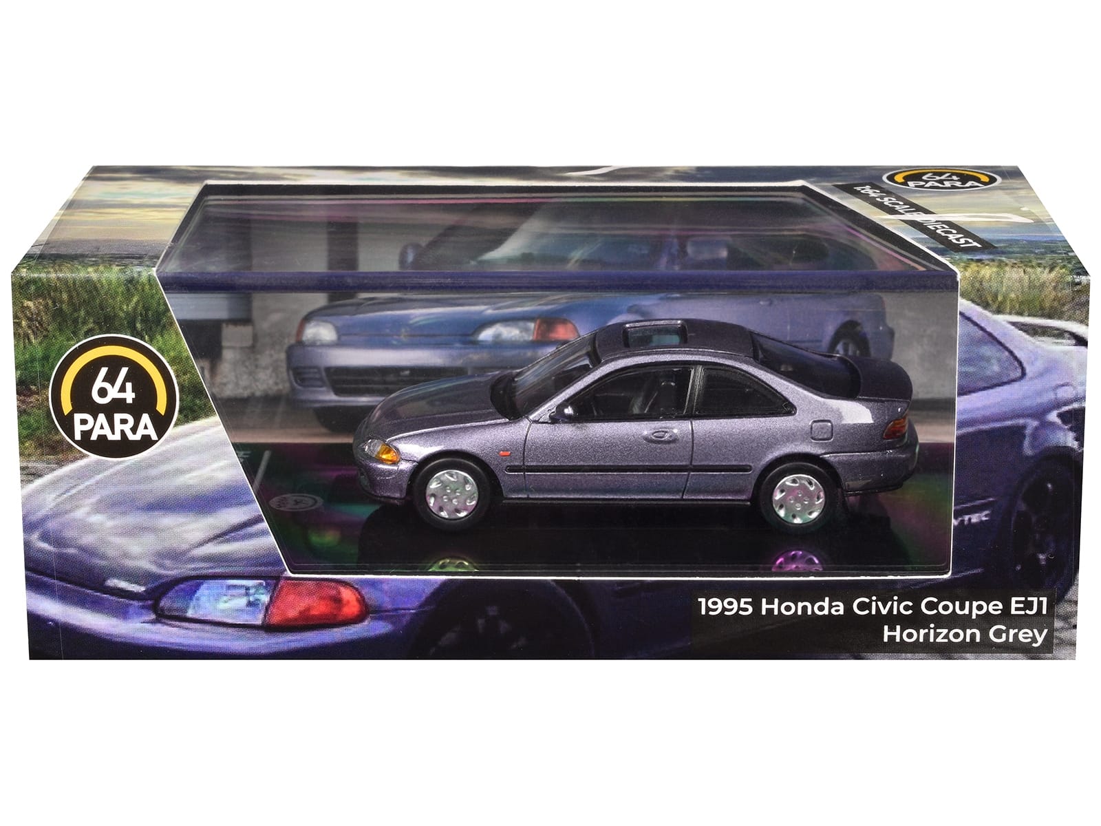 1995 Honda Civic Coupe EJ1 Horizon Gray Metallic with Sunroof 1/64 Diecast Model Car by Paragon - Image 3