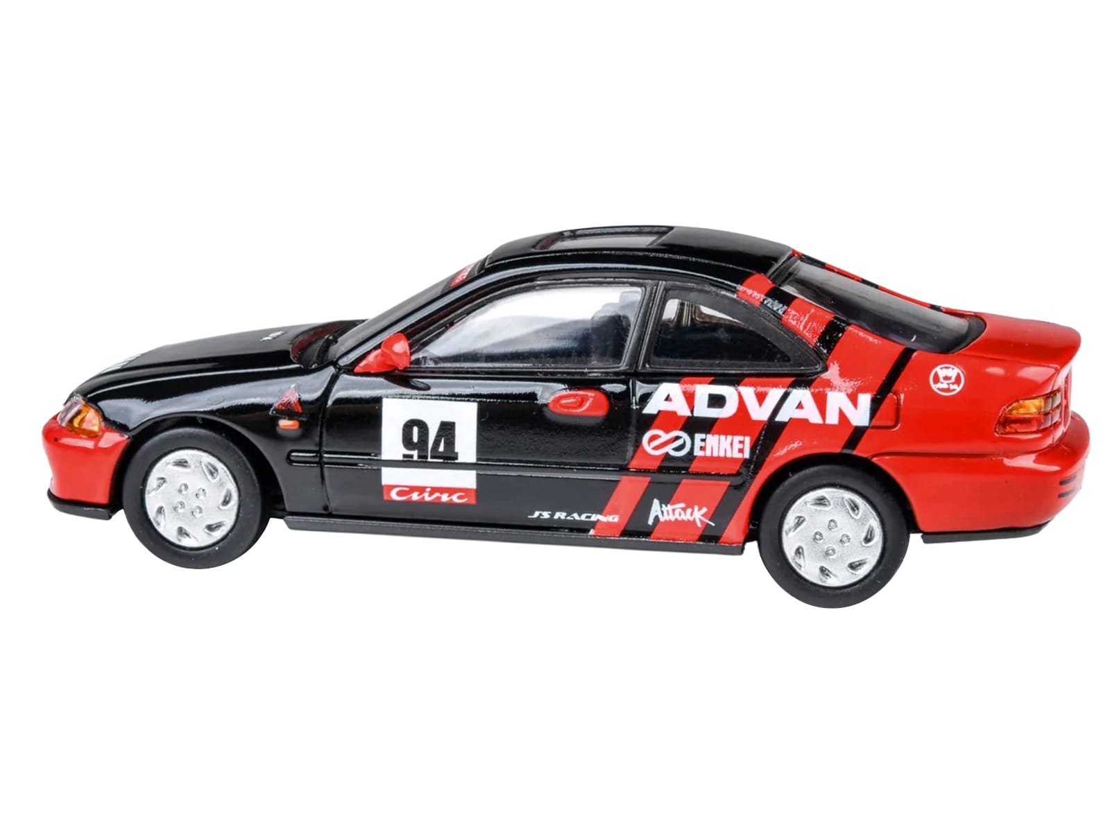 1995 Honda Civic Coupe EJ1 #94 "Autocross - ADVAN" Black and Red 1/64 Diecast Model Car by Paragon Models - Image 2