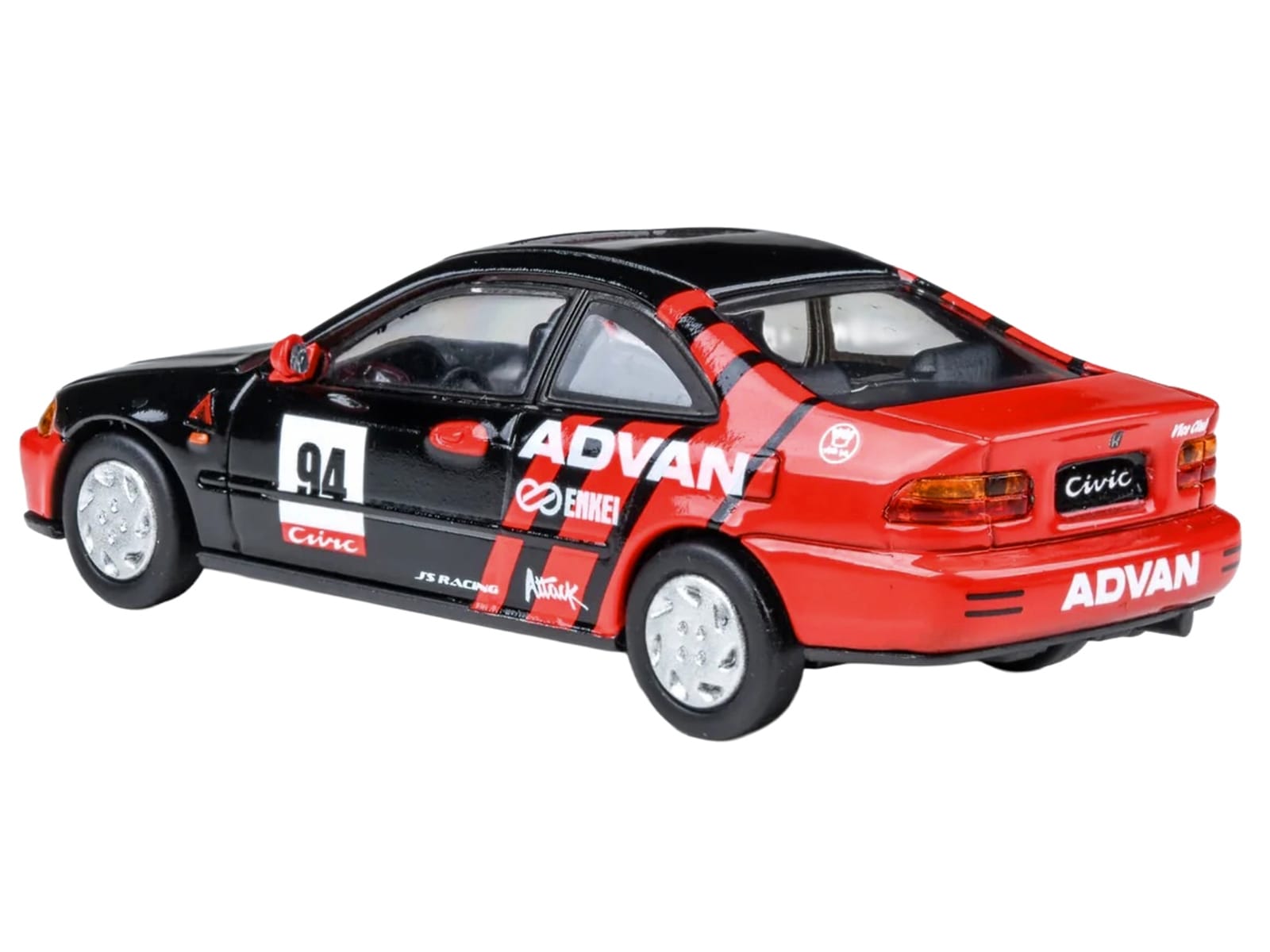 1995 Honda Civic Coupe EJ1 #94 "Autocross - ADVAN" Black and Red 1/64 Diecast Model Car by Paragon Models - Image 3